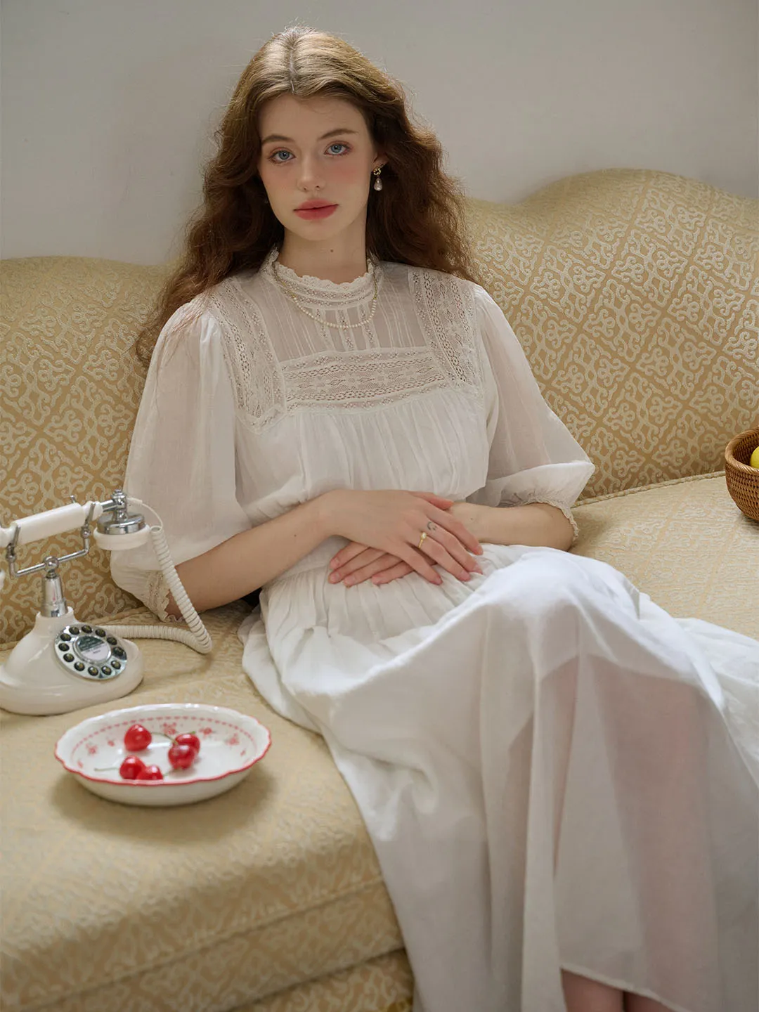 Olive Fresh Averie Lace Panel White Dress