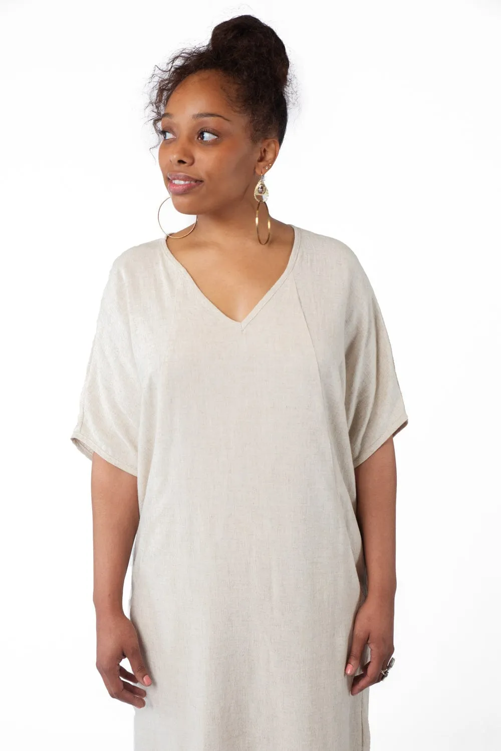 Cocoon Dress in Oat Linen Calm Touch Summer Ready