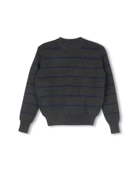 Versatile Layering Piece Moisture Wicking Knit Multi Stripe Waffle Knit Sweater