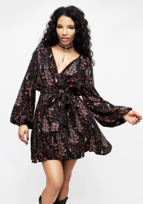 Comfortable Silhouette Foxglove Mini Wrap Dress
