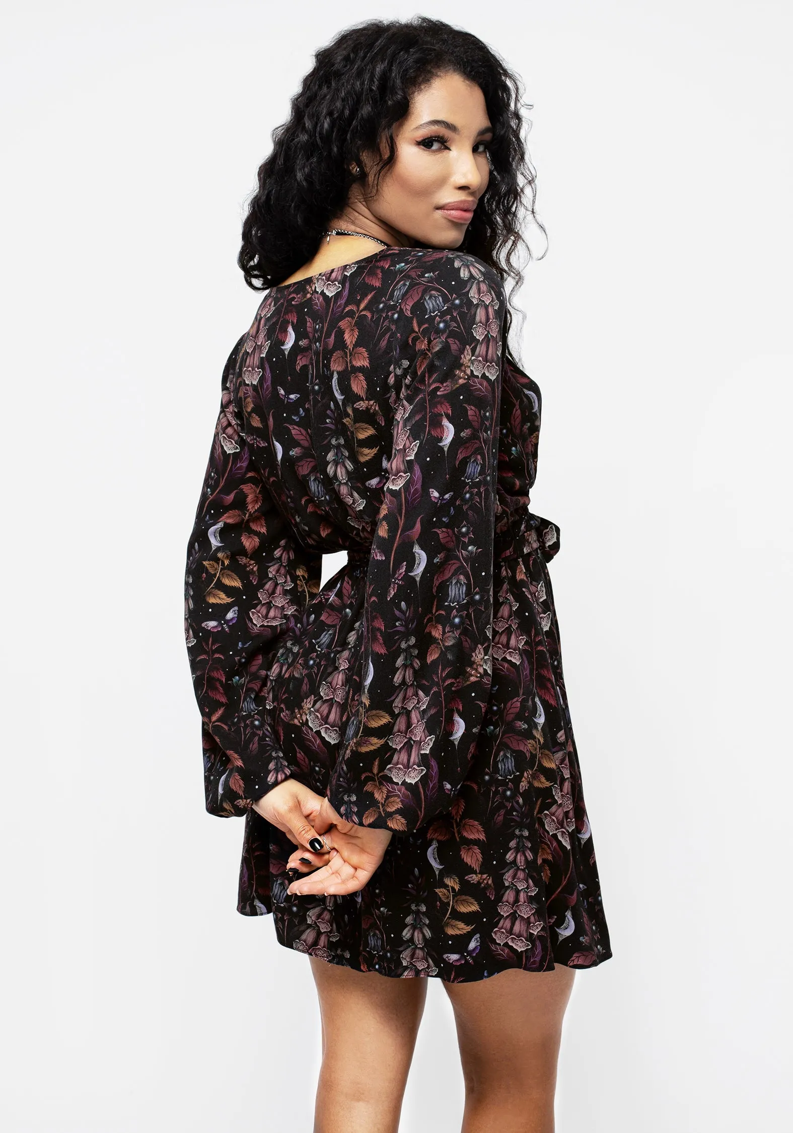 Soft Outfit Lightweight Fabric Foxglove Mini Wrap Dress