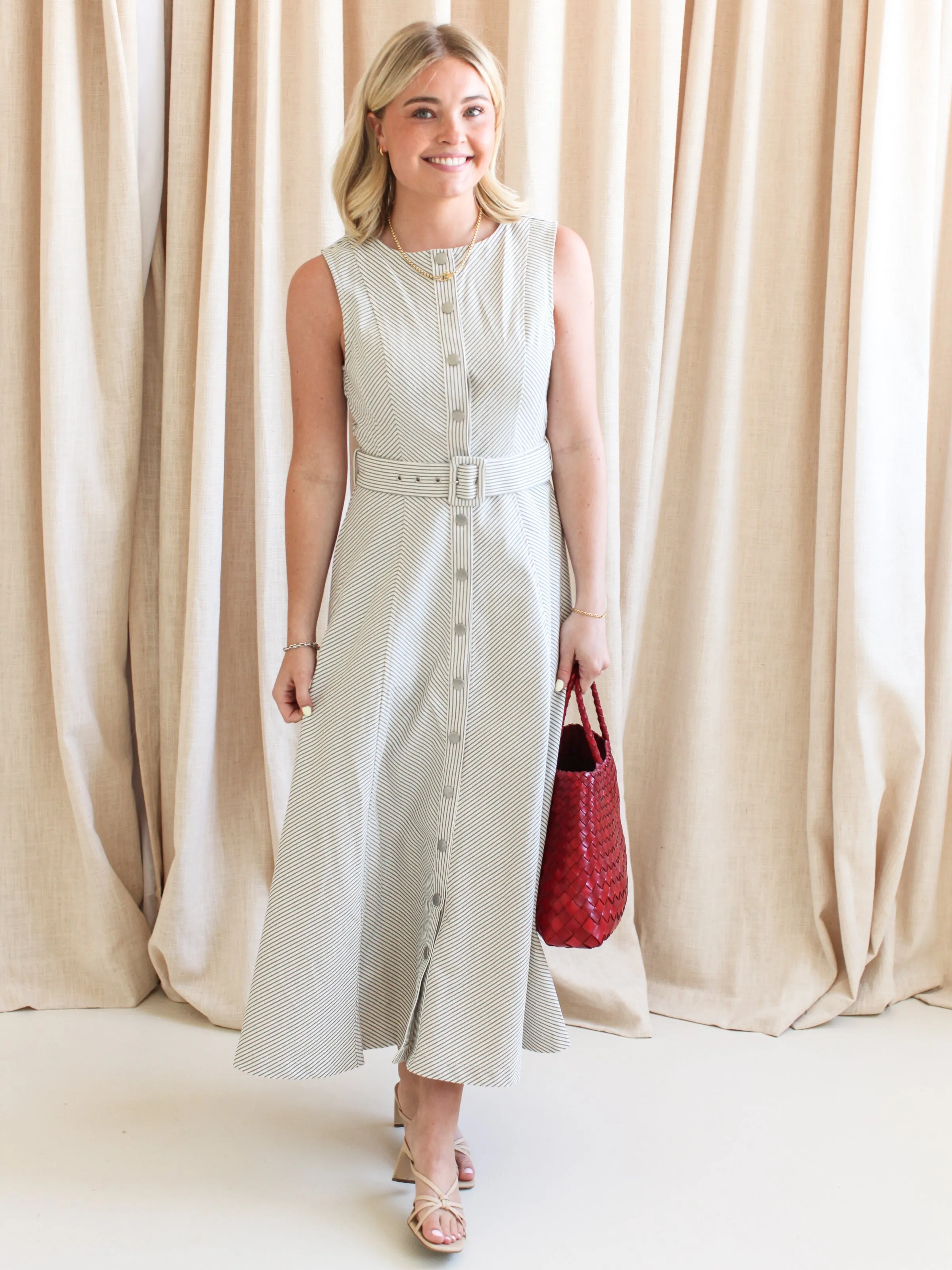 Valerie Striped Midi Dress Cool Season