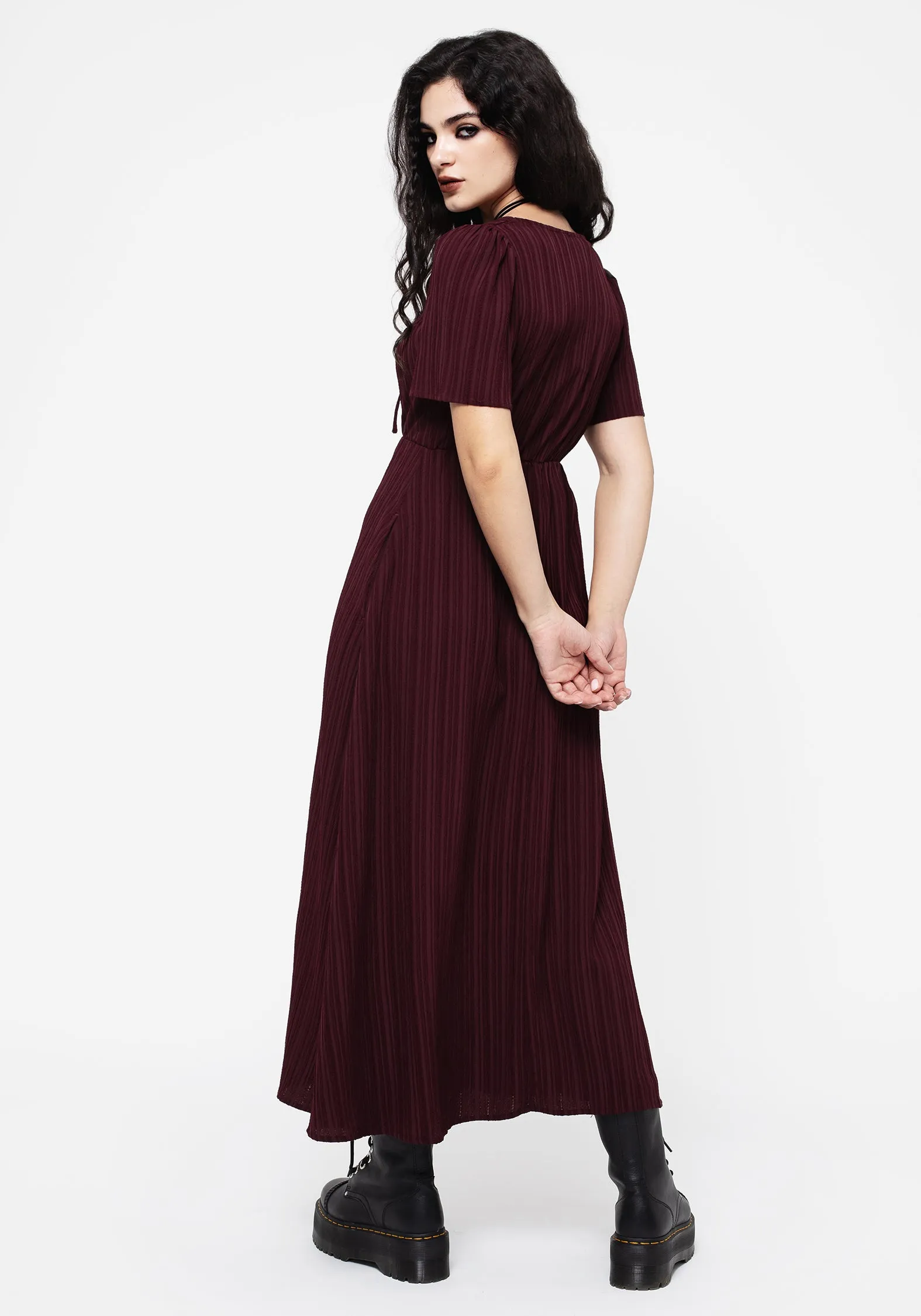 Cozy midi dress European Charm Sarcophagi Ruched Front Midaxi Dress