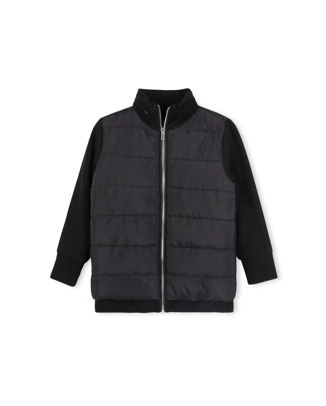 Puffed Front And Knit Sleeves Jacket Waterproof Material
