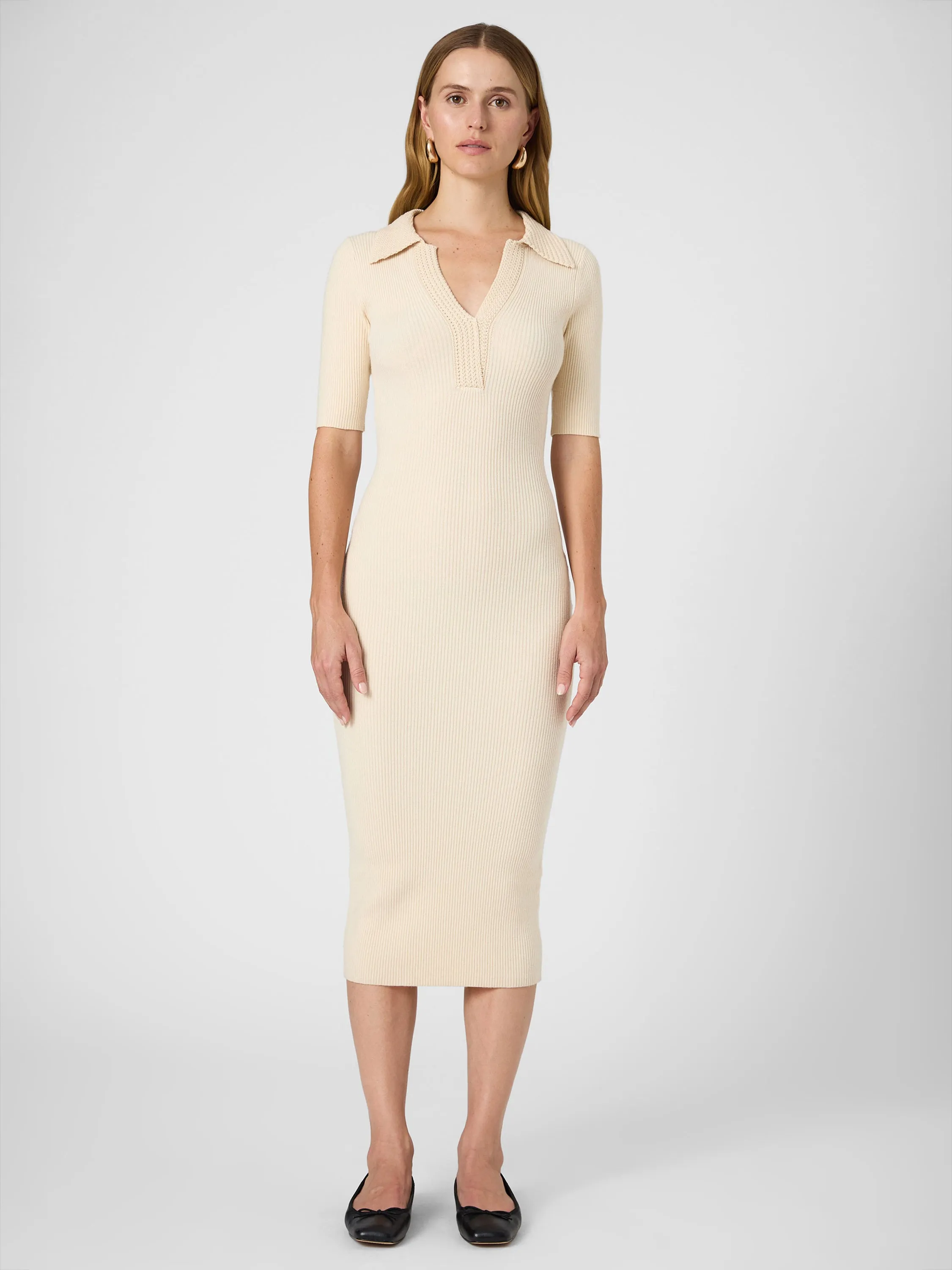 Cosysoft V Neck Midi Dress Clean Structure