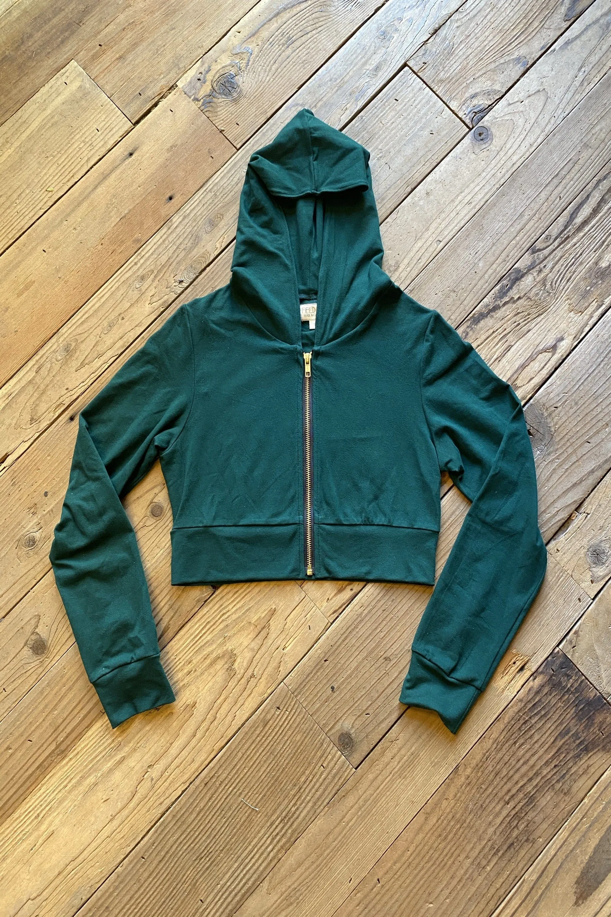 Warm Layers Cropped Hoodie In Emerald Green