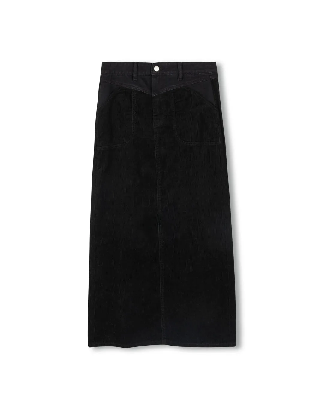 Non Restrictive Fit Denim Waist Corduroy Skirt