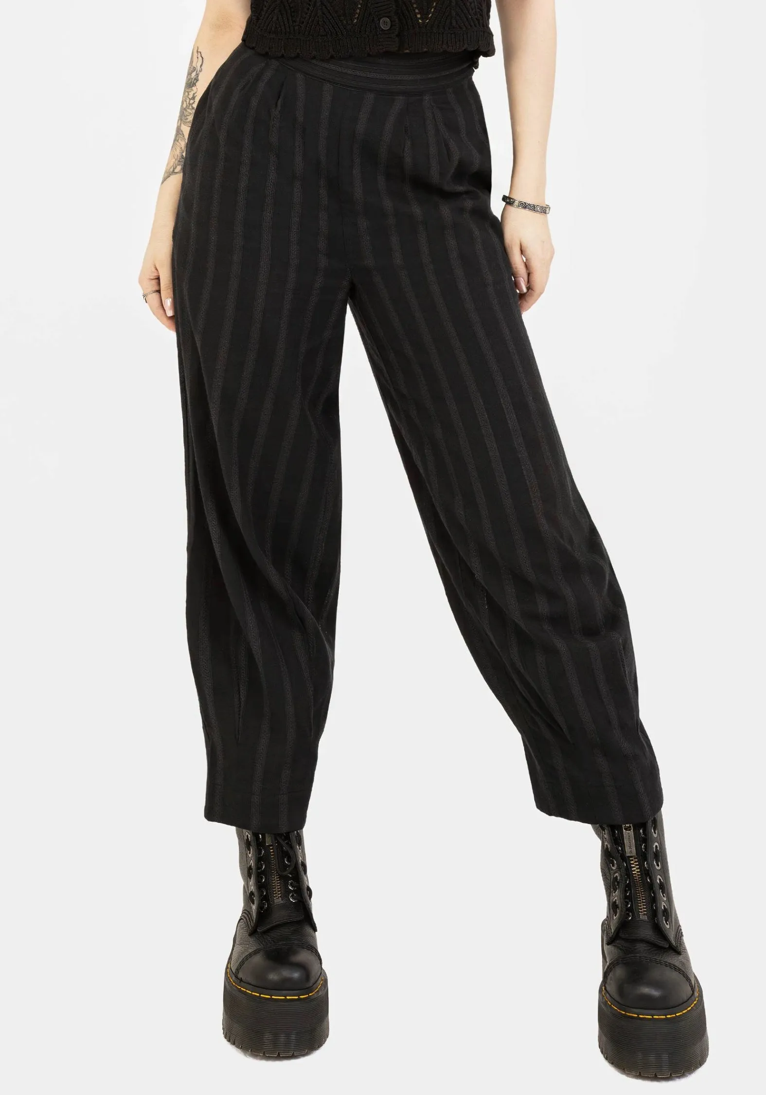 Low Profile Fasteners Delores Striped Cotton Balloon Trousers