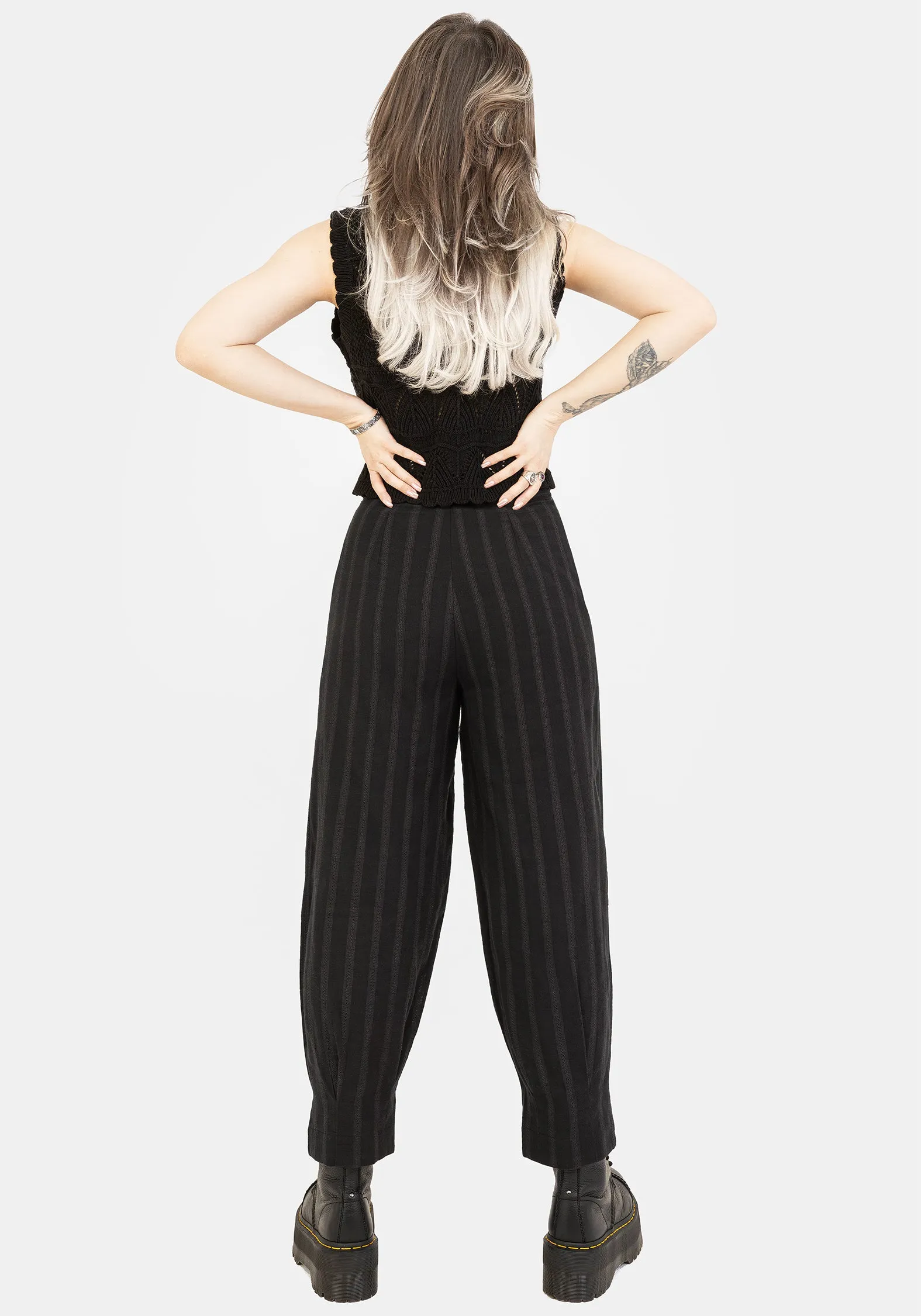 Delores Striped Cotton Balloon Trousers Monochrome Outfit Easy Fit