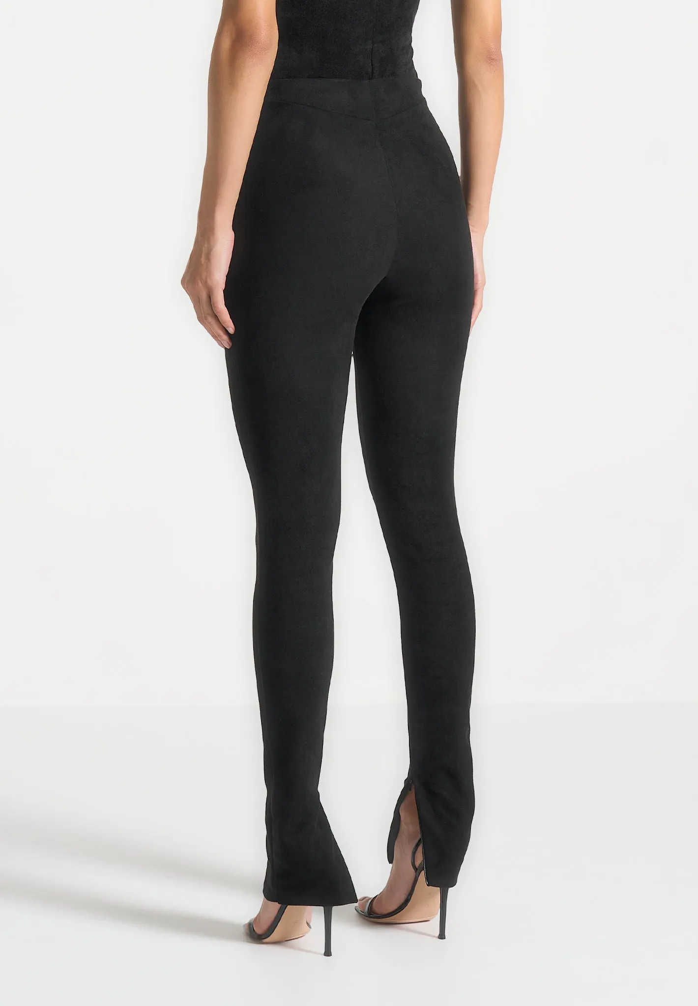 Suede Leggings - Black Quick Dry Home Lounge Gym Look