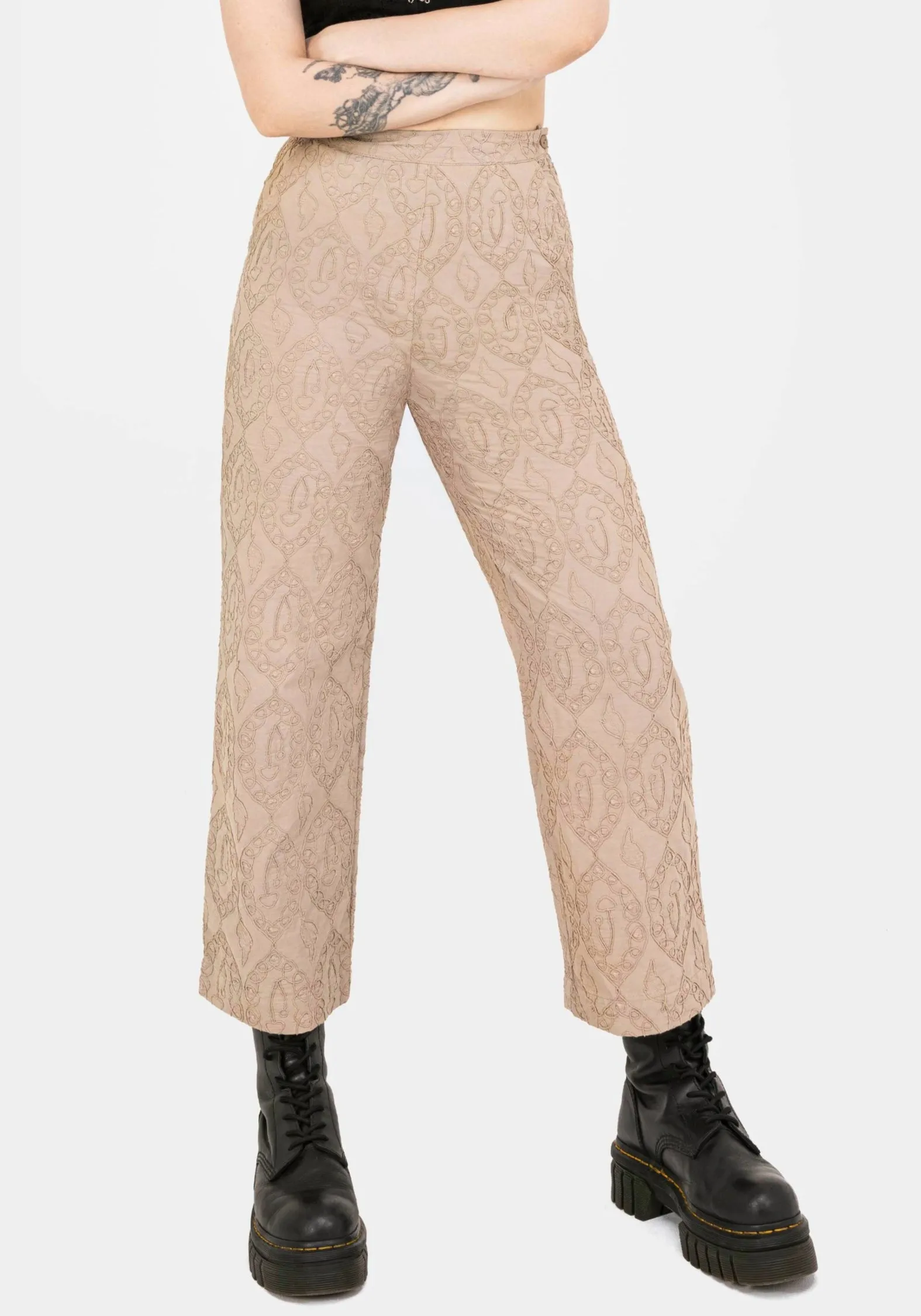 Suma Cotton Textured Pull On Tapered Trouser Athleisure Inspired