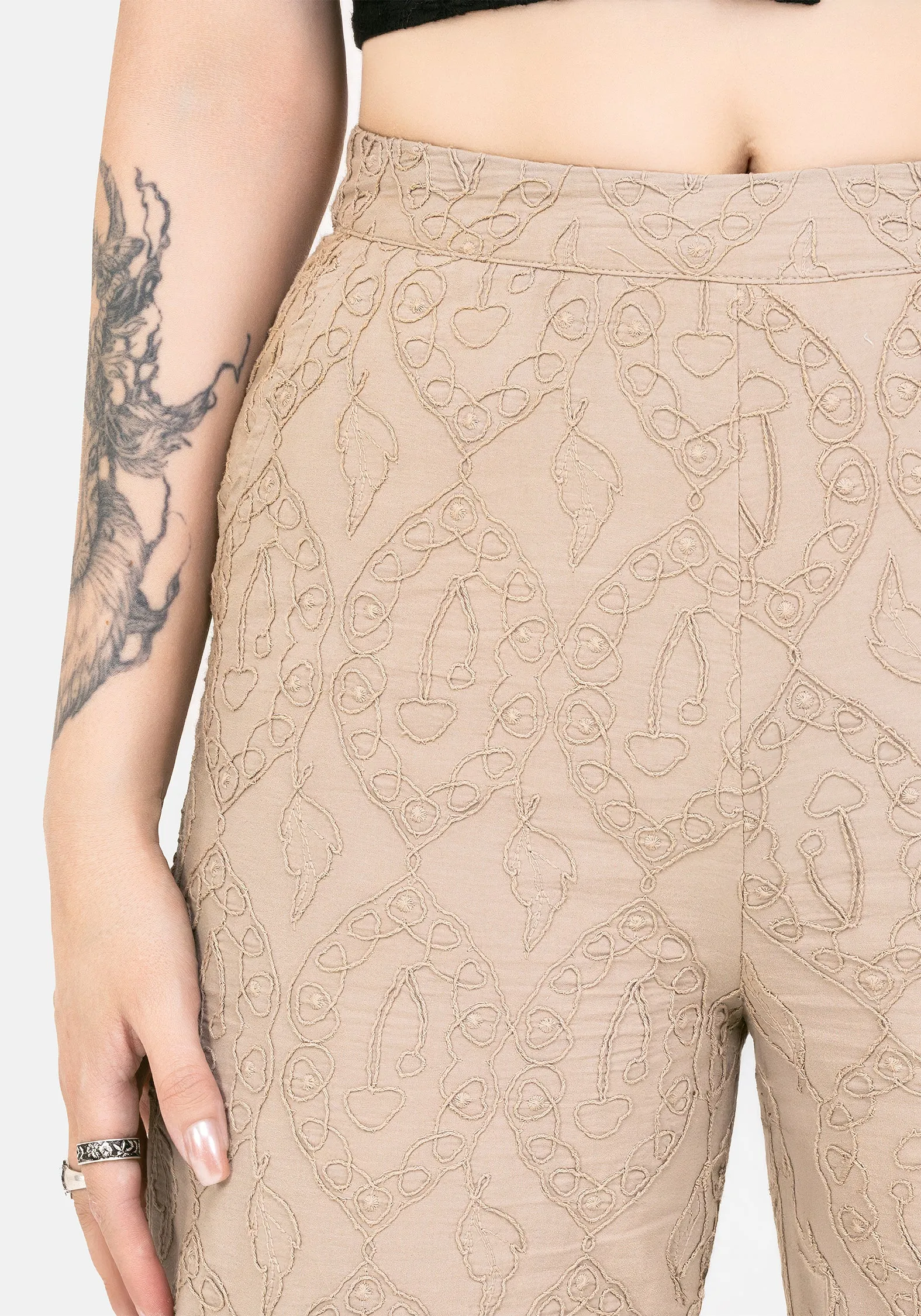 Suma Cotton Textured Pull On Tapered Trouser Refined Mood