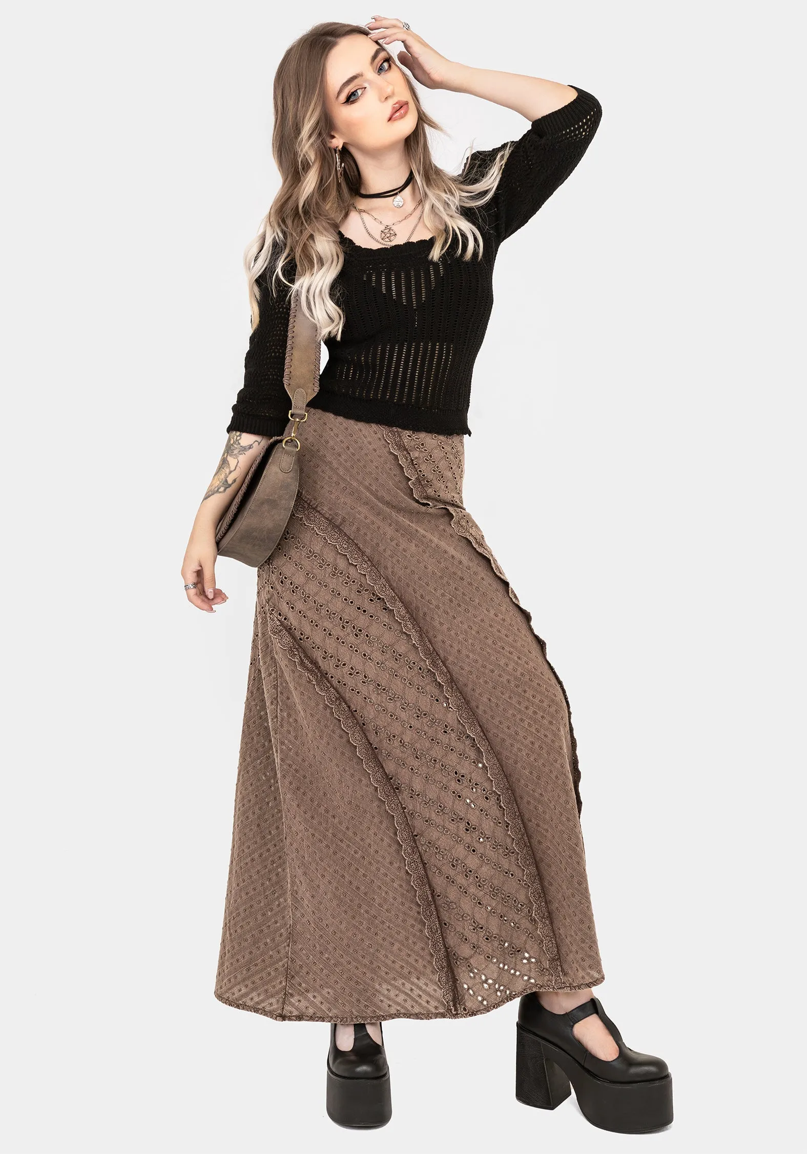 Clean Outfit Day Ready Summerisle Cotton Broderie Detail Midaxi Skirt