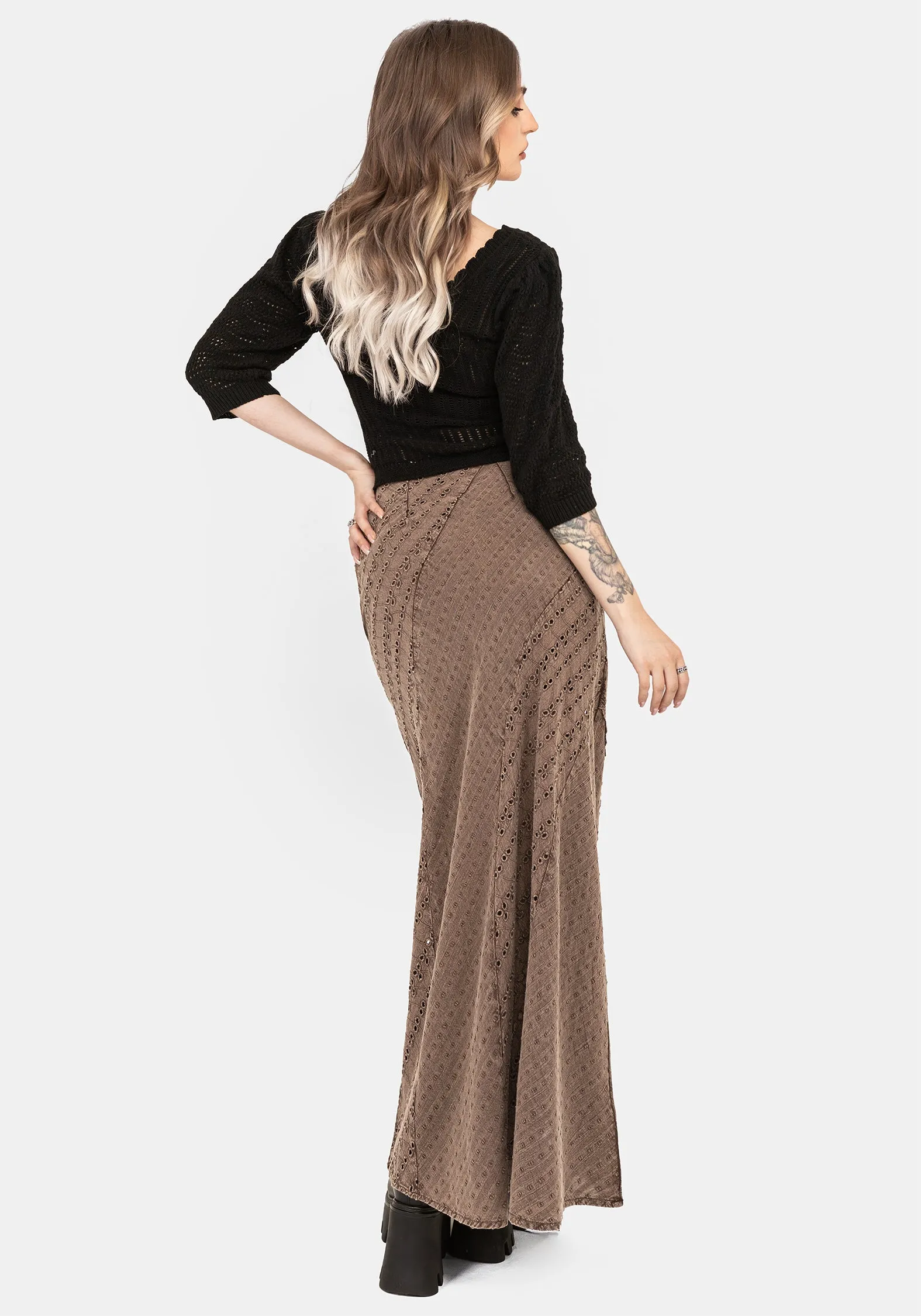 Summerisle Cotton Broderie Detail Midaxi Skirt Bold Cut