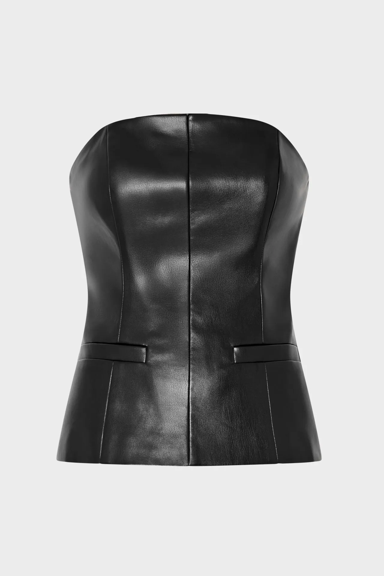 Modern Design TaglessCollar Vegan Leather Strapless Top
