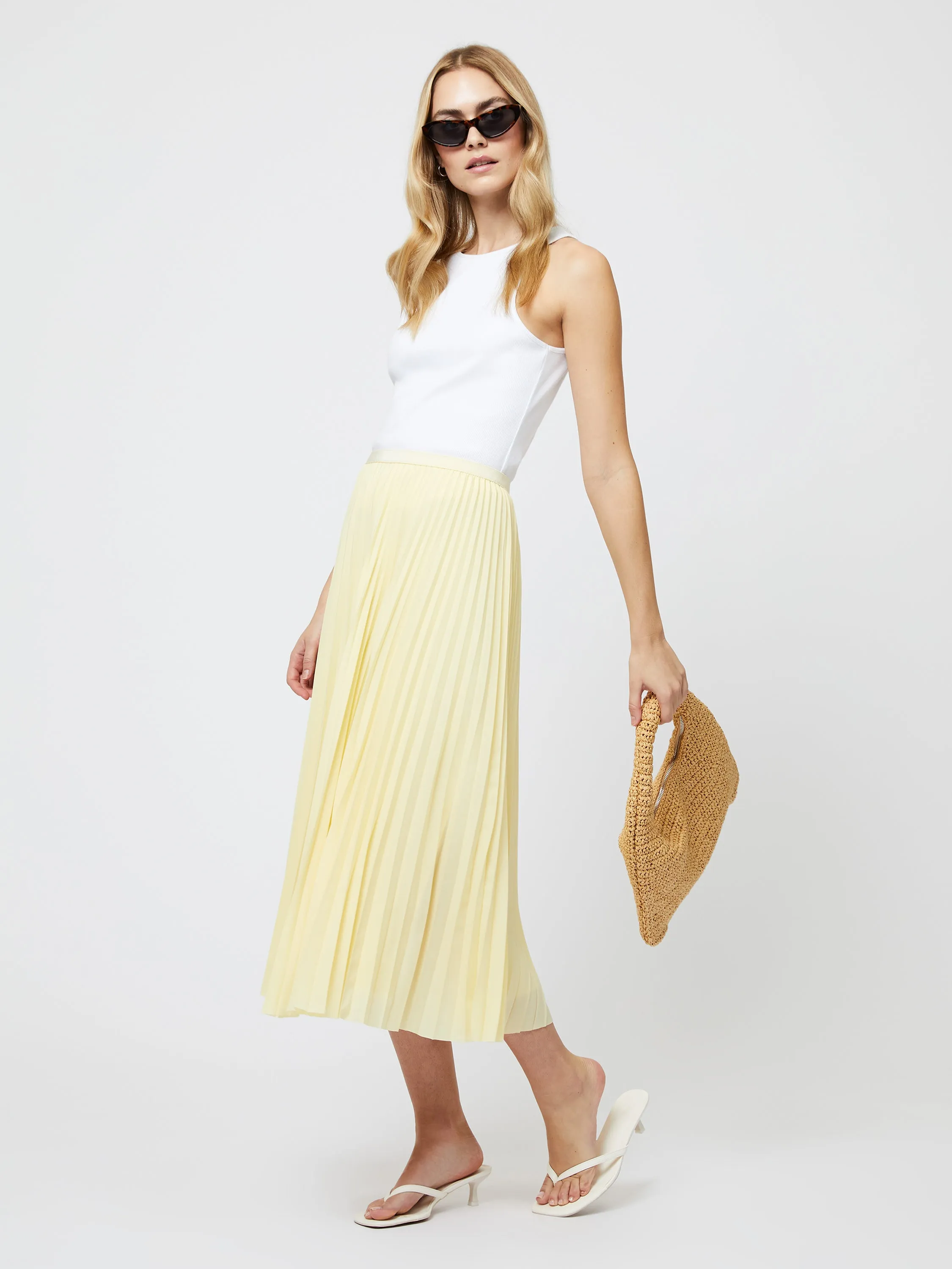 Sunburst Pleated Midi Skirt WaterRepellentCoating