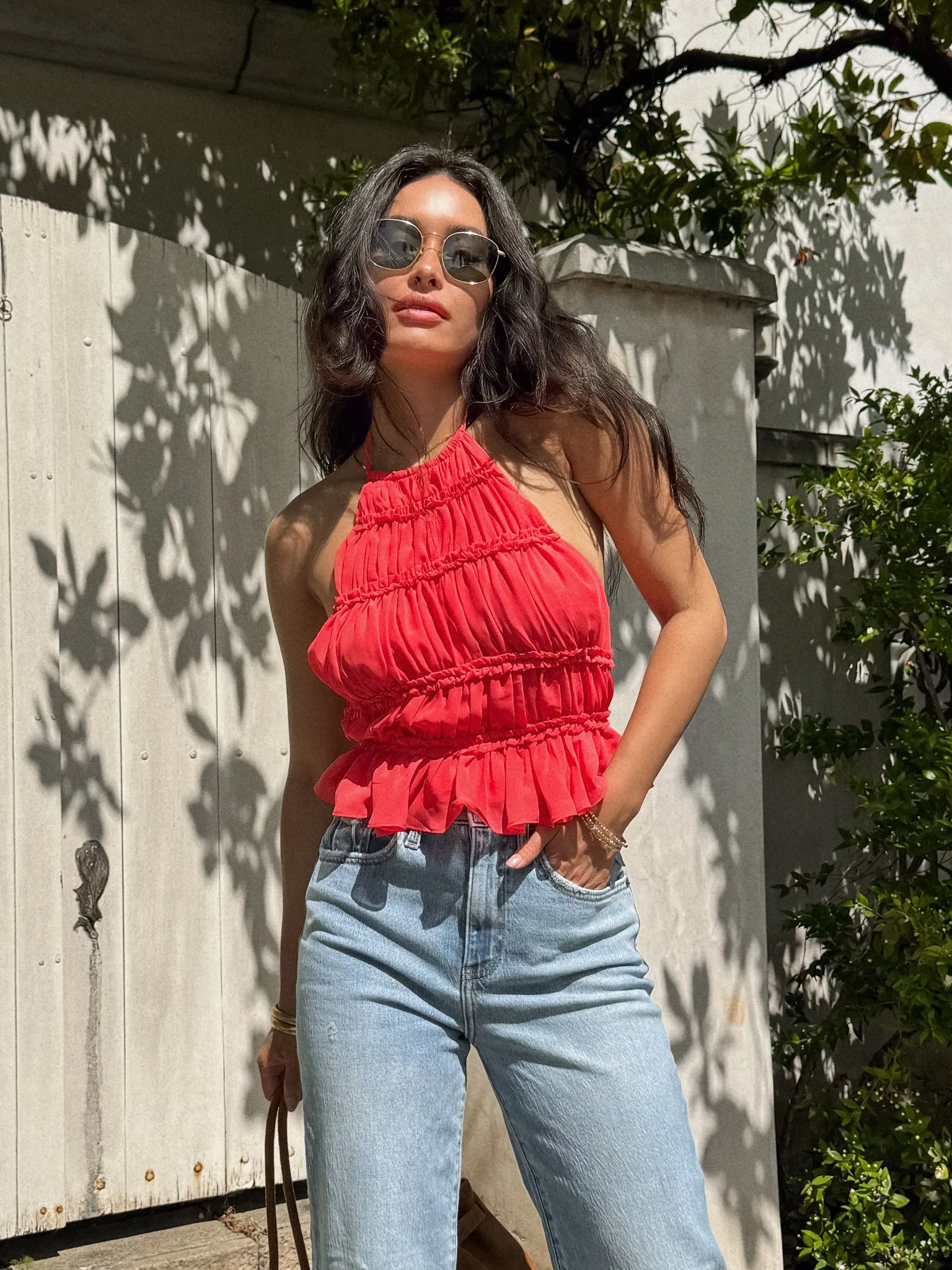 Sunkiss Ruffle Halter Top - Final Sale Organic Cotton Blend GarmentDyed Finish