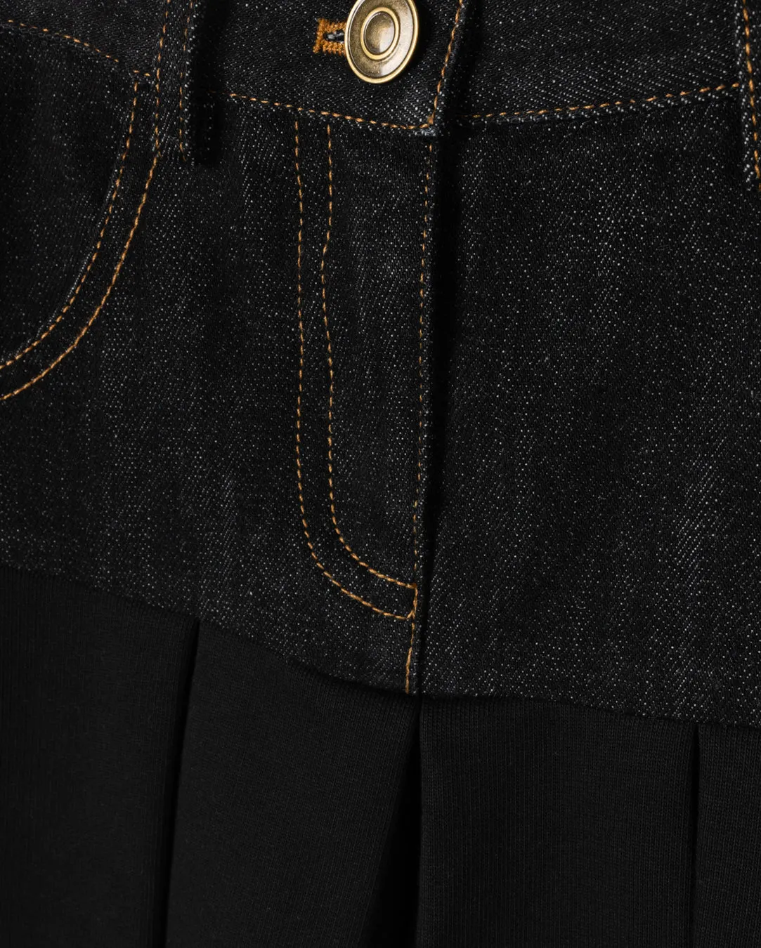 Bold Print Pleated design Denim And Ponti Pleated Skirt