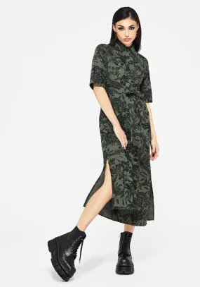 Bashe Cotton Midaxi Shirt Dress - Green Gentle Motion Soft Fit Wear