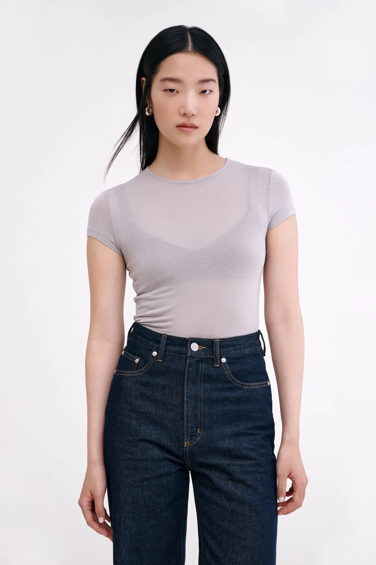 Sara Tee ButtonFront V Neck Design