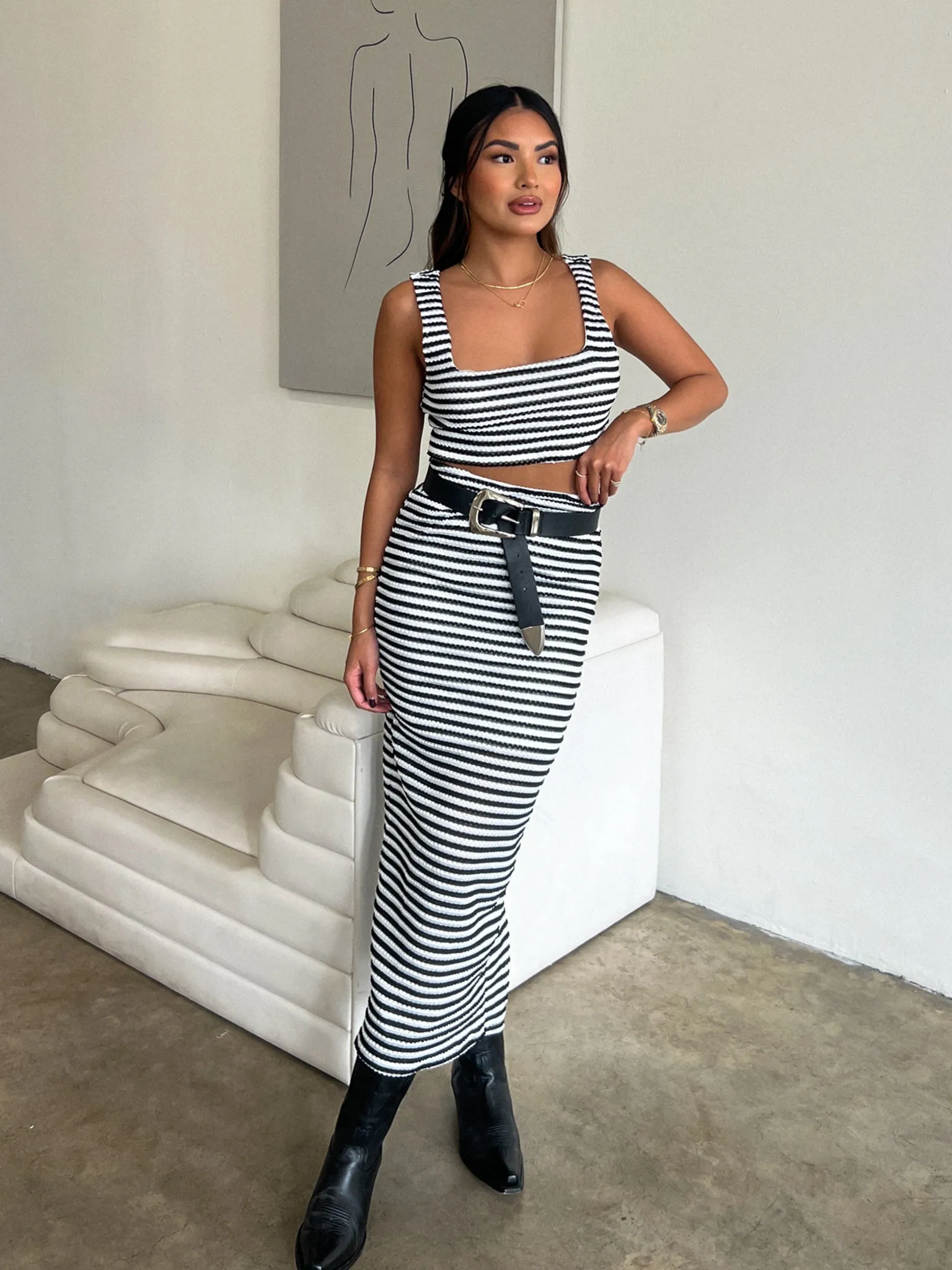 Versailles Striped Top - Final Sale Garment Shaping Panels