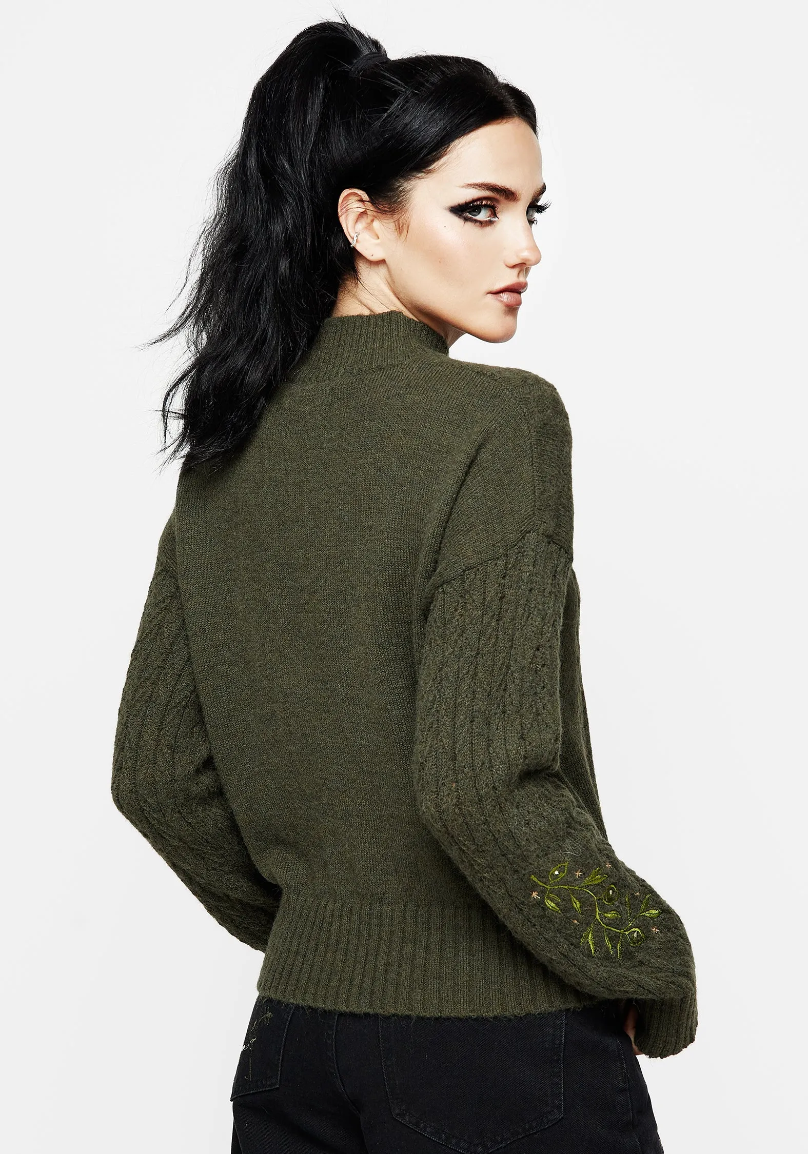Swamplife Embroidered Cable Knit Relaxed Jumper Spandex Integration Compact Weave