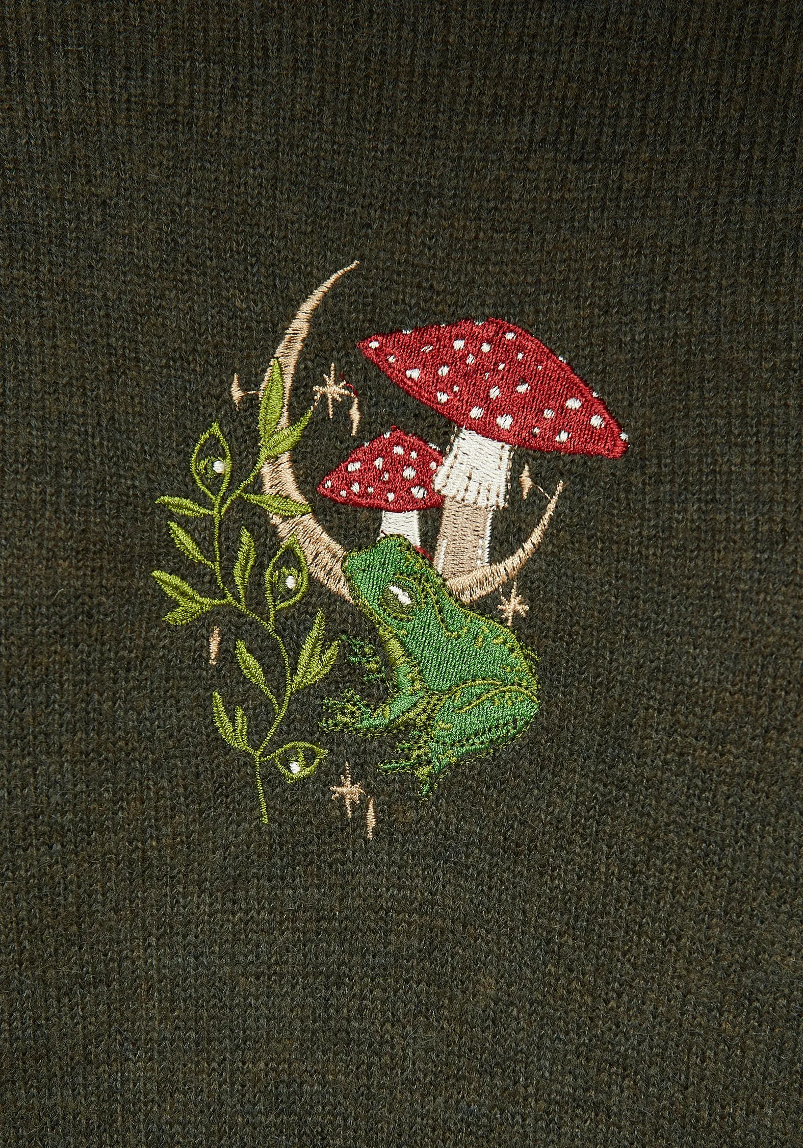 Swamplife Embroidered Cable Knit Relaxed Jumper Simple Look