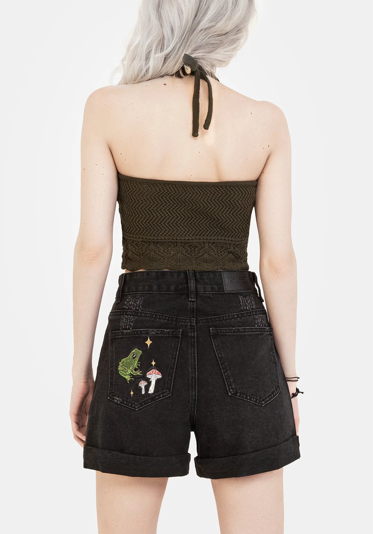 Relaxed Vibes Swamplife Embroidered Denim Shorts