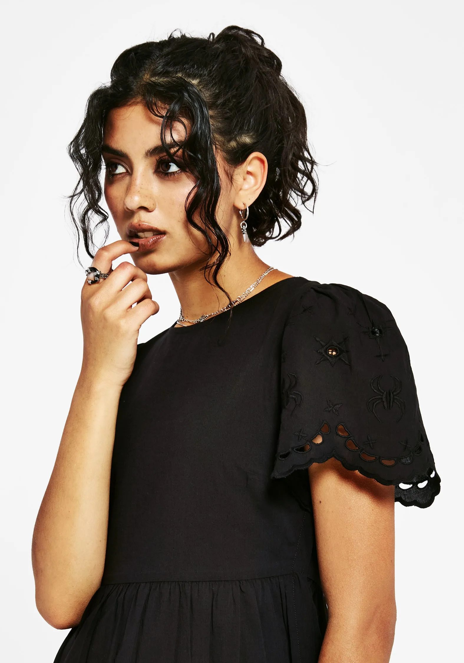 Synthweb Cotton Broderie Hem Midaxi Dress Dawn Calm