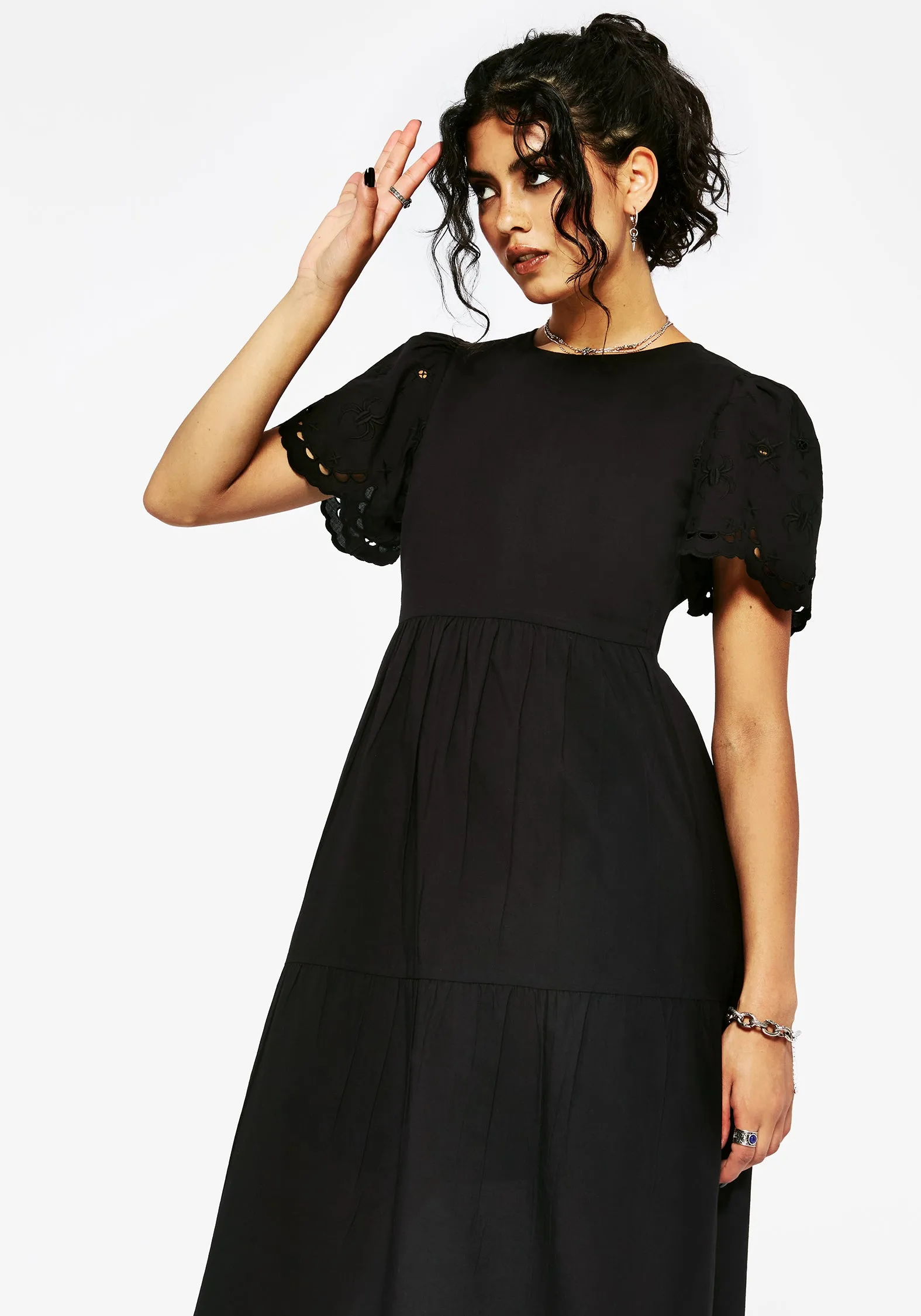 Synthweb Cotton Broderie Hem Midaxi Dress Work or Play Eco-Lining