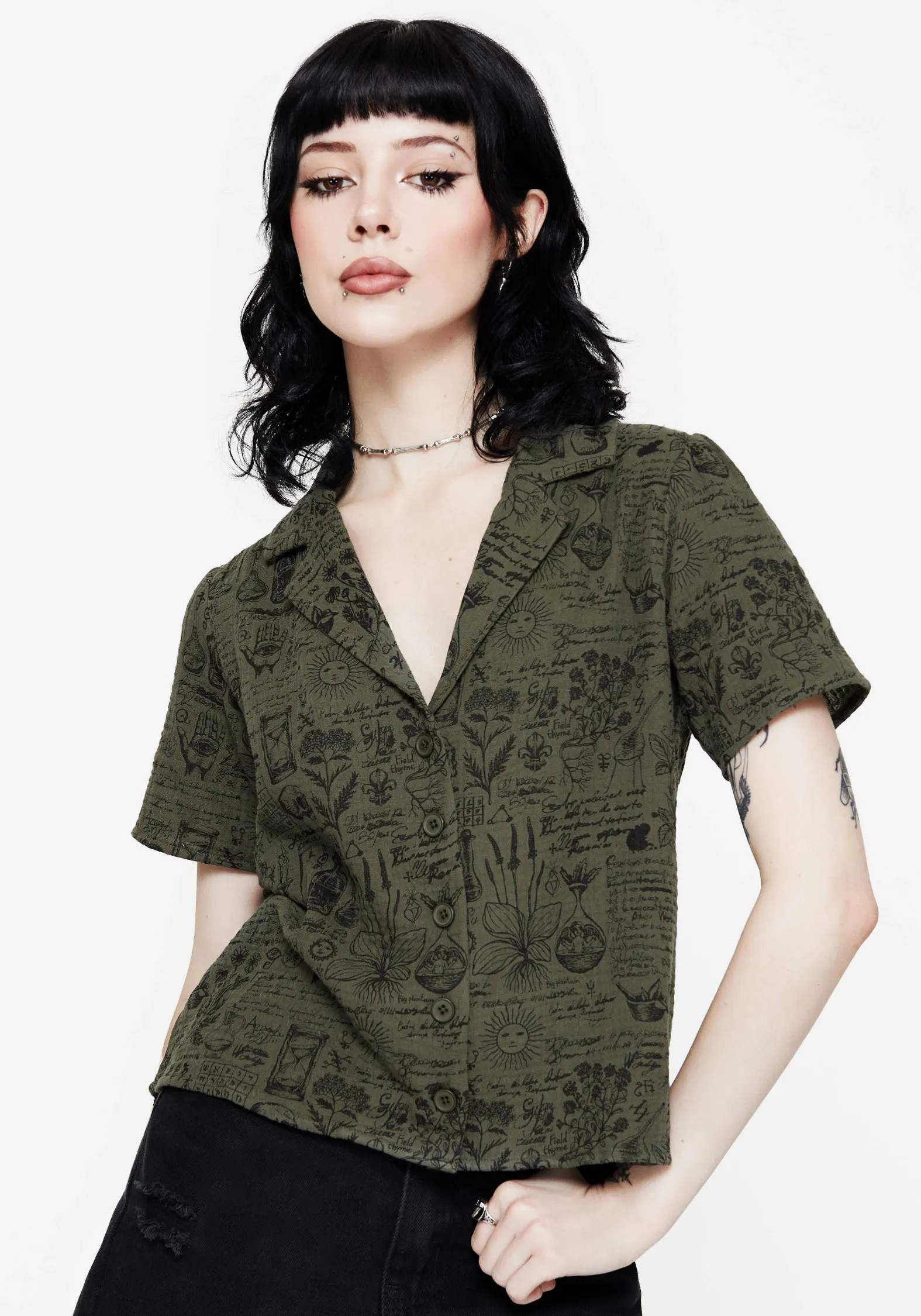 Personalized Touch Taddea Cotton Relaxed Button Up Blouse