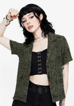 Ergonomic Back Panel Taddea Cotton Relaxed Button Up Blouse