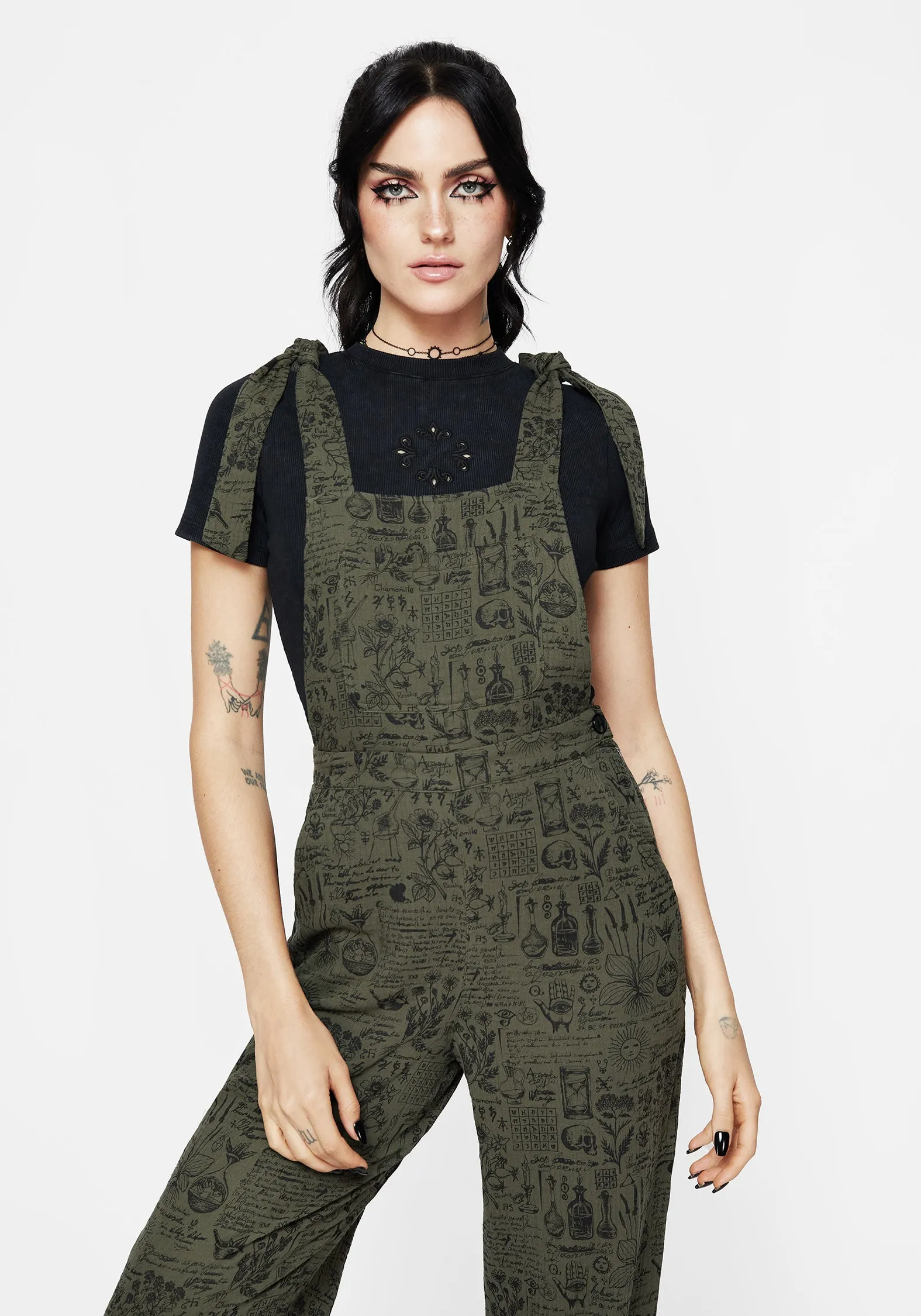 Taddea Cotton Relaxed Tie Detail Jumpsuit Casual Office