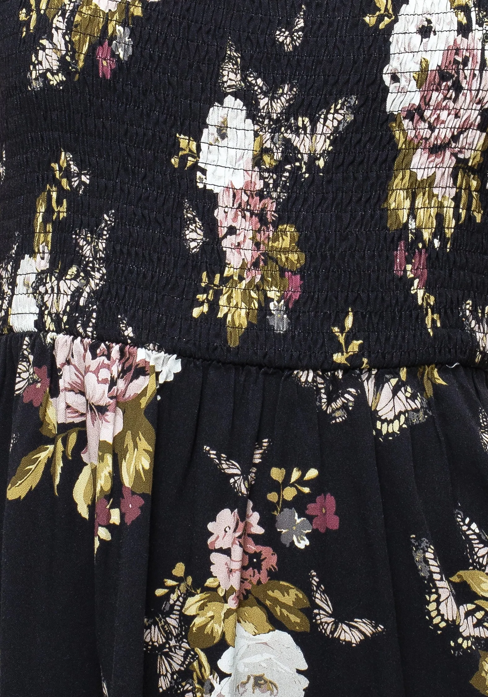 Coral Soft Revival Floral Puff Sleeve Shirred Mini Dress