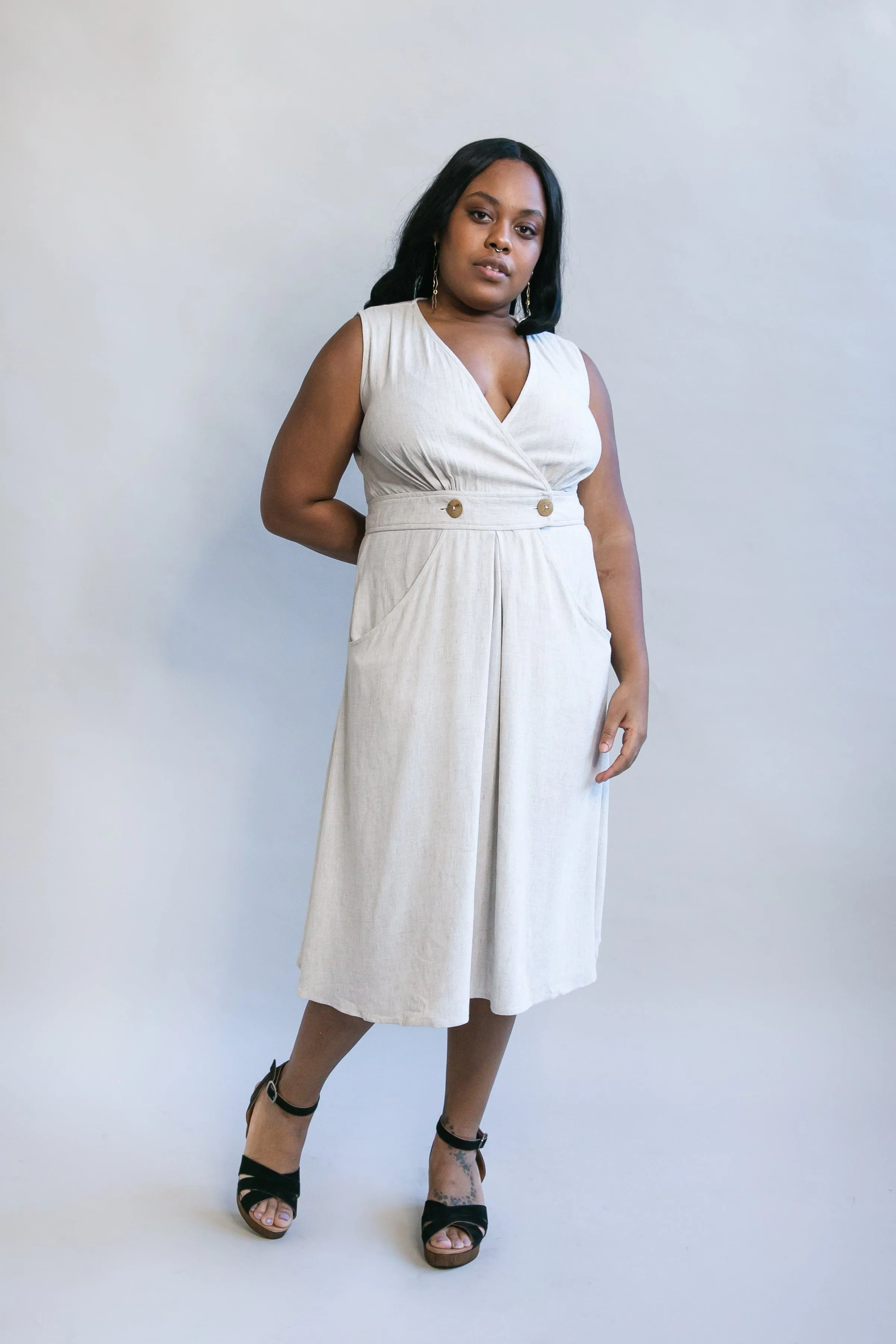 Luxe Comfort Effortless Layer Wear Winona Dress in Oat Linen