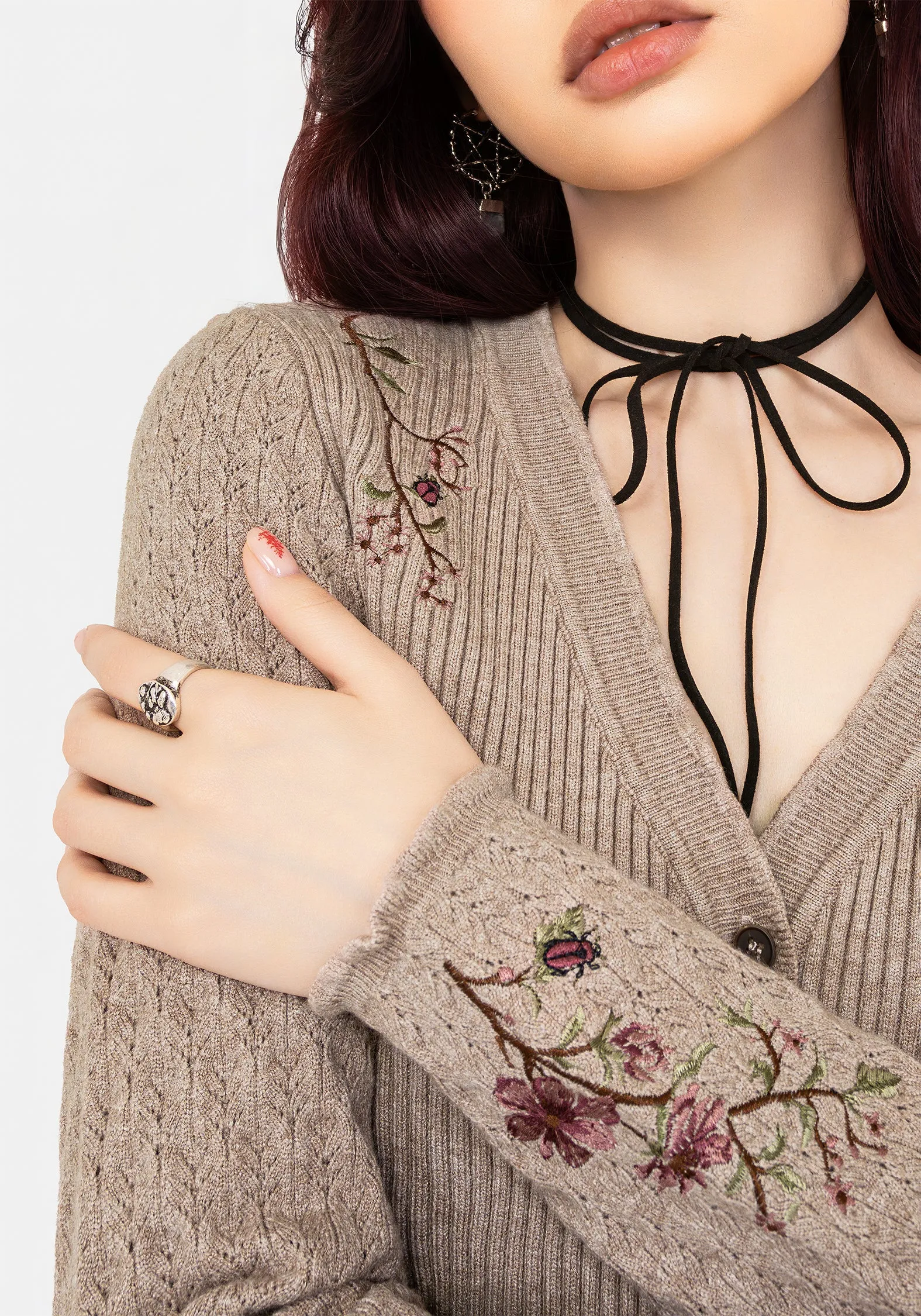 Tantra Floral Beetle Embroidered Cardigan Mold Inhibiting Finish Tencel Lyocell Fiber