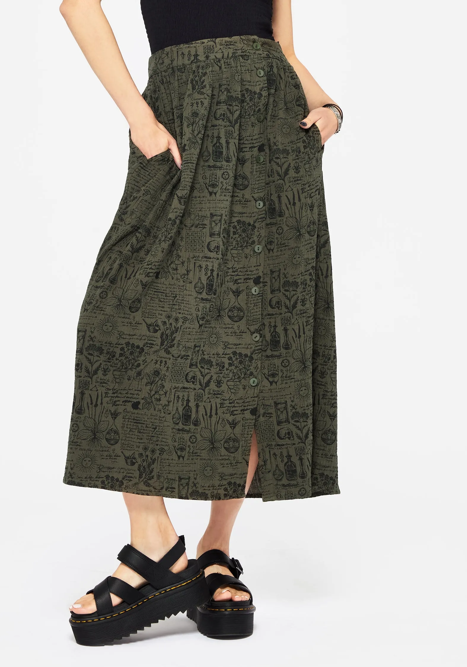 Chill Look Taddea Cotton Side Button Up Maxi Skirt
