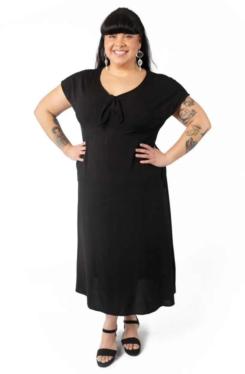 Lounge Comfort Warm Pink Tatiana Dress in Black Challis