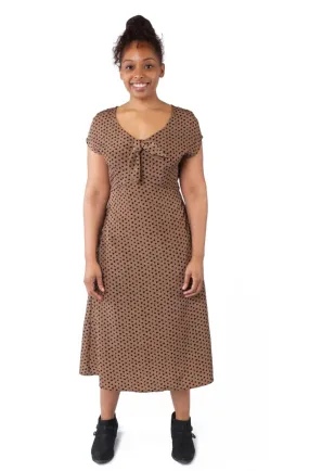 Tatiana Dress in Mocha Dot Crisp Detail
