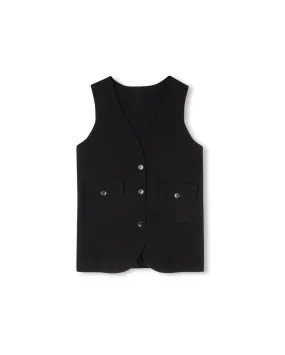 SunProtectionFabric Fashionable Layer Knit Button Vest With Pockets