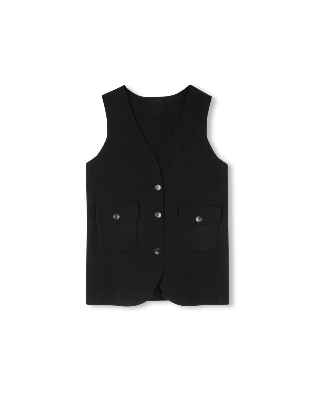 Knit Button Vest With Pockets Tough Position