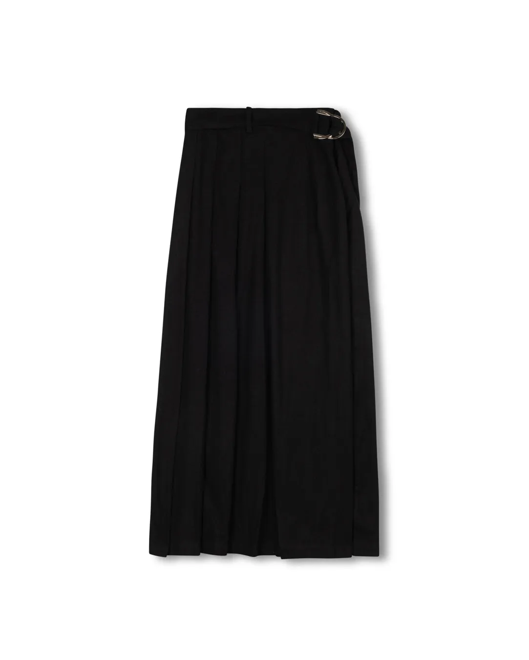 Comfort Wear Wool Belted Front Pleat Midi Skirt