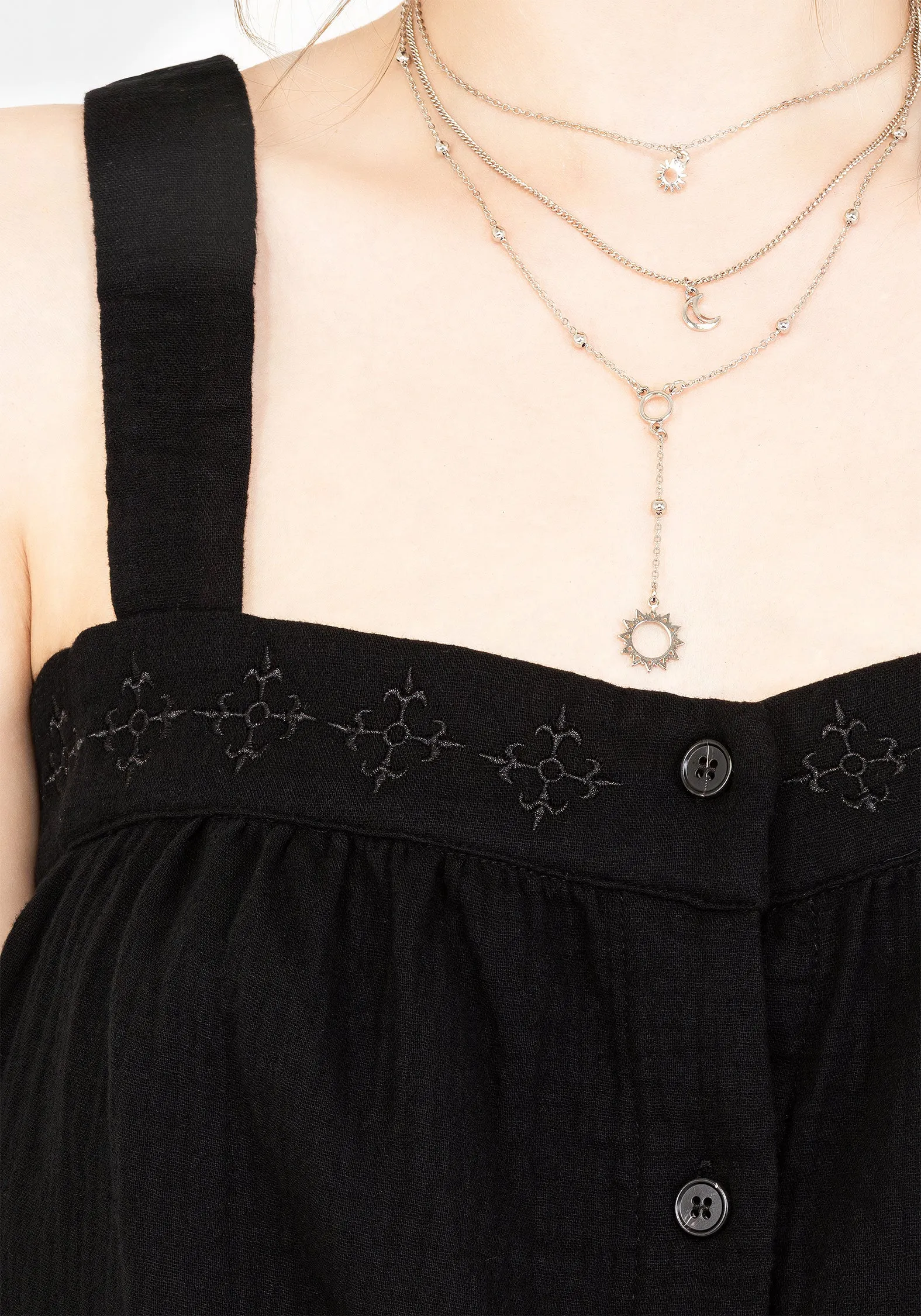 TexturedSurface Damara Embroidered Cotton Button Up Blouse