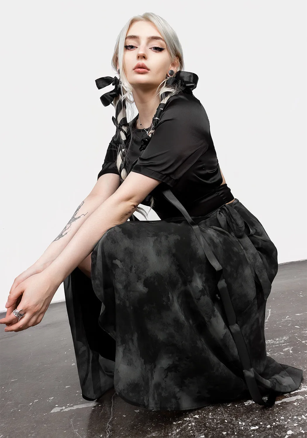 Mid Length Tempest Tie Waist Midaxi Skirt