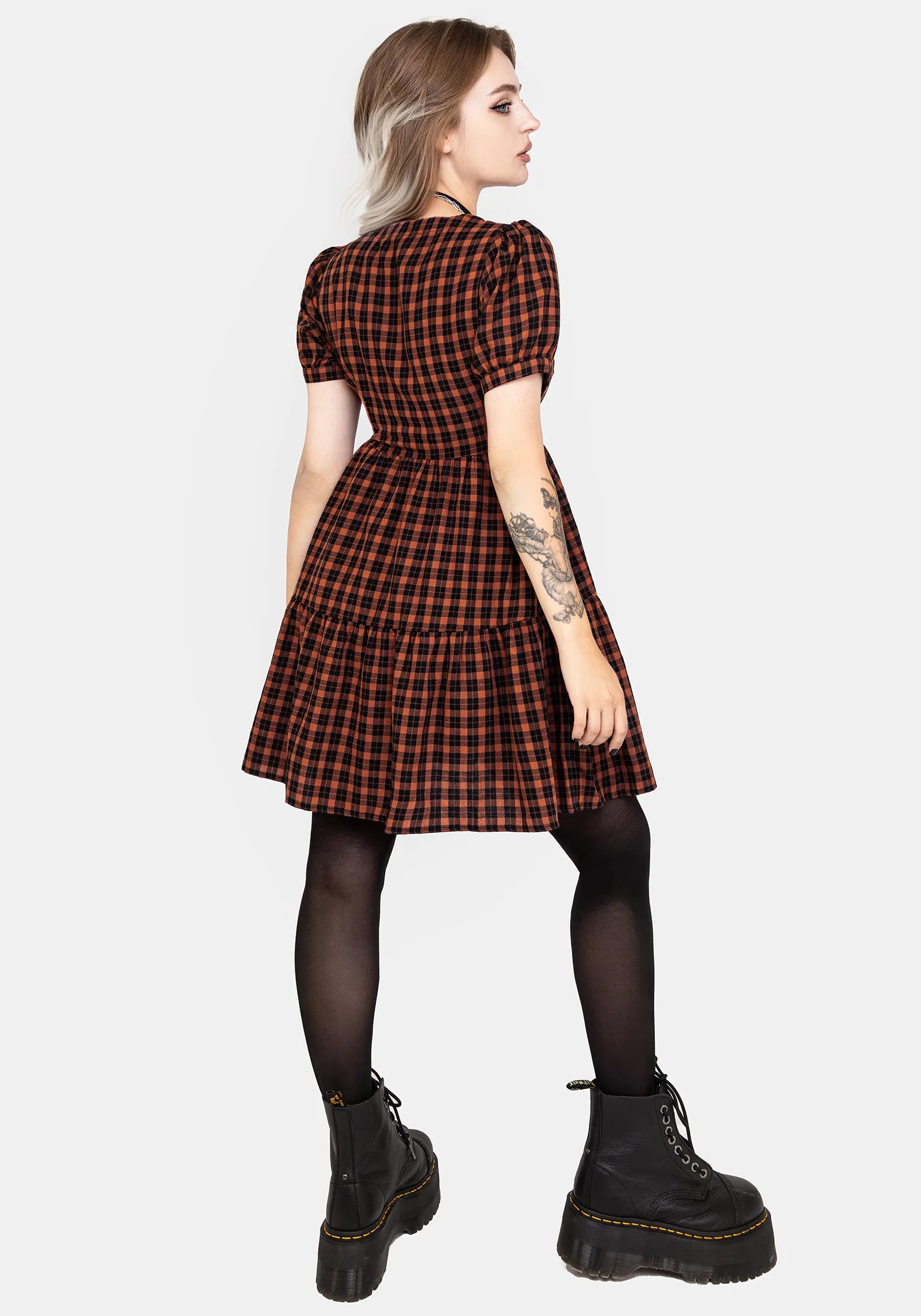 Terra Check Mini Smock Dress - Orange Season Ready
