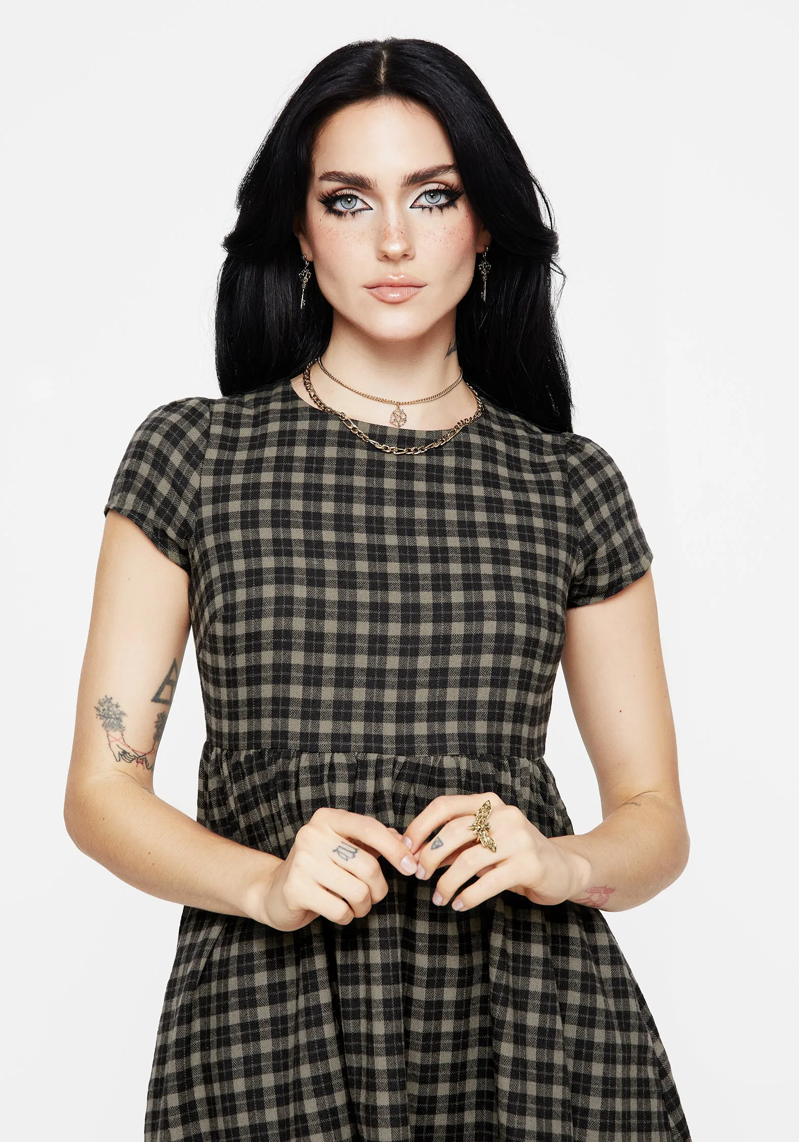 Terra Mini Smock Dress - Olive High-waist Balanced Tones