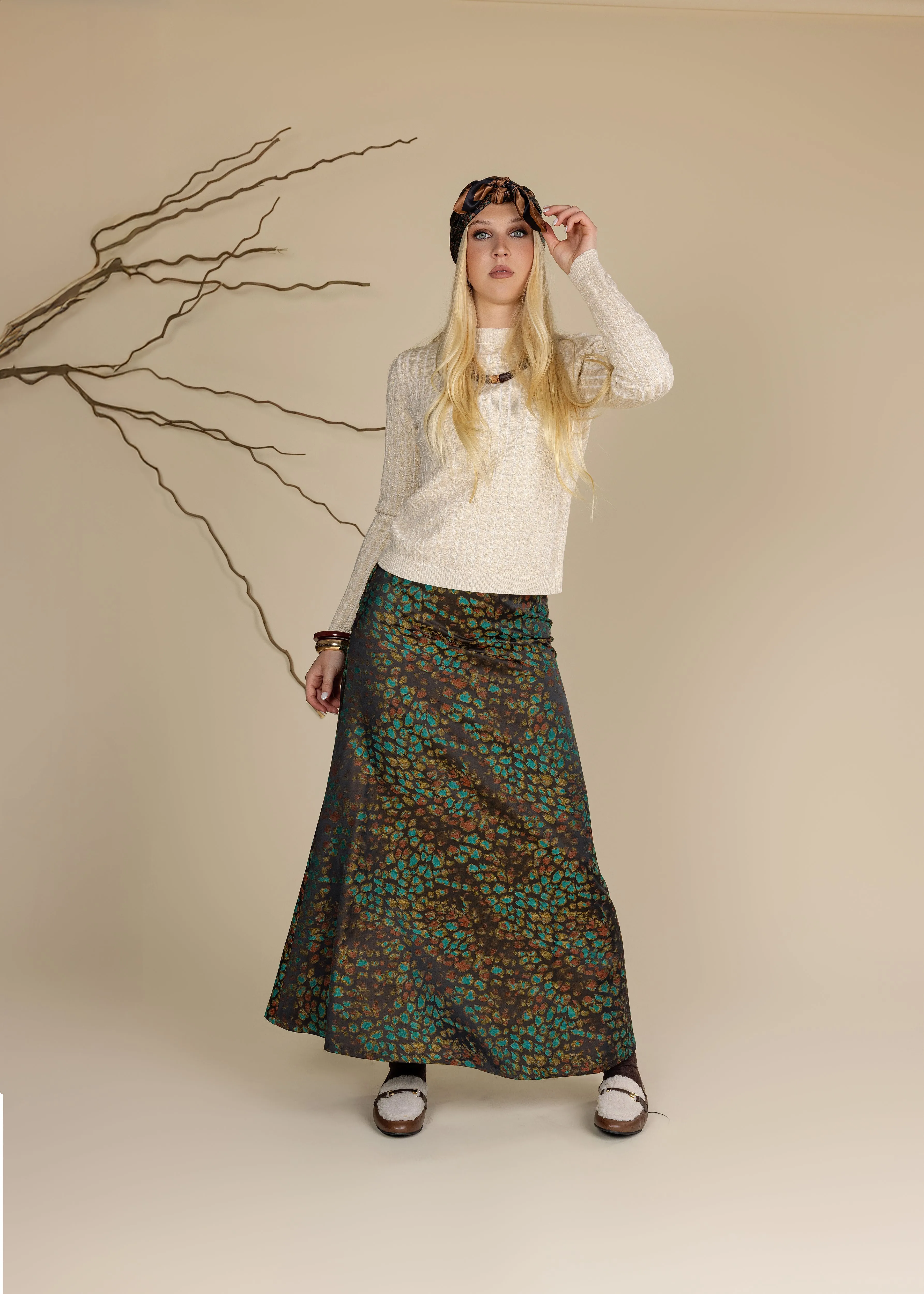 Summer Outfit Lightweight Fabric Textured A-Line Maxi Skirt