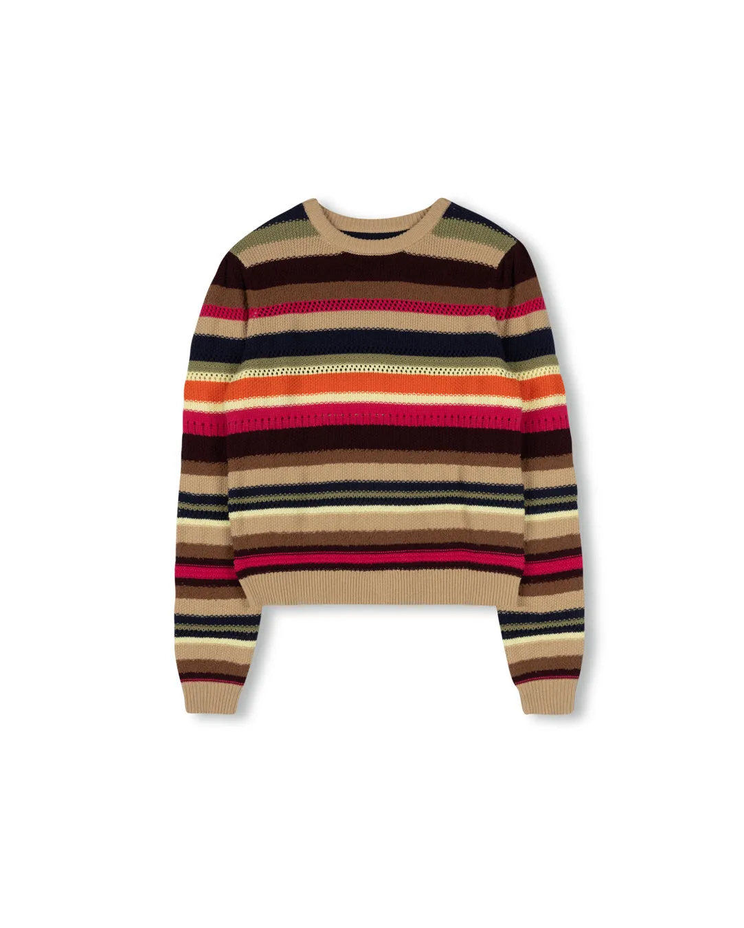 Relaxed Fit Textured Knit Stripe Sweater