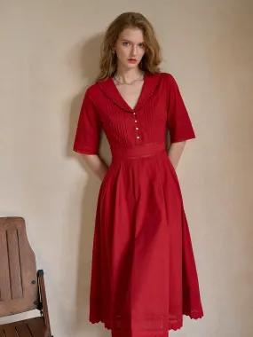 Fiona 100% Cotton Red Midi Dress All-Occasion Look