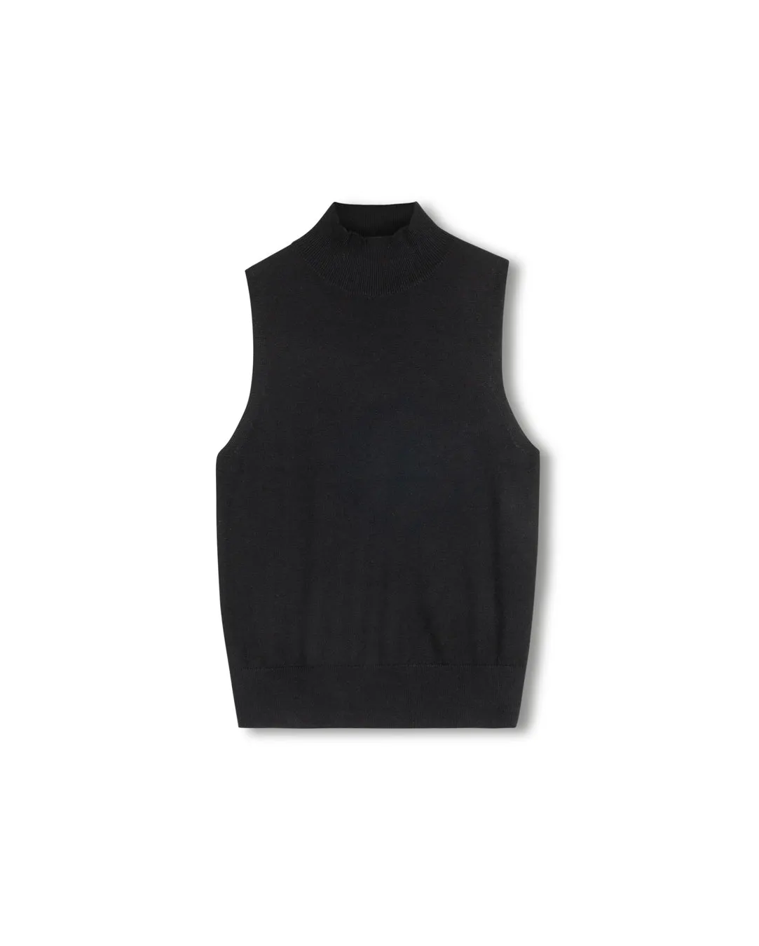 Delray Flat Knit Sleeveless Mock Neck Cozy Knit Touch